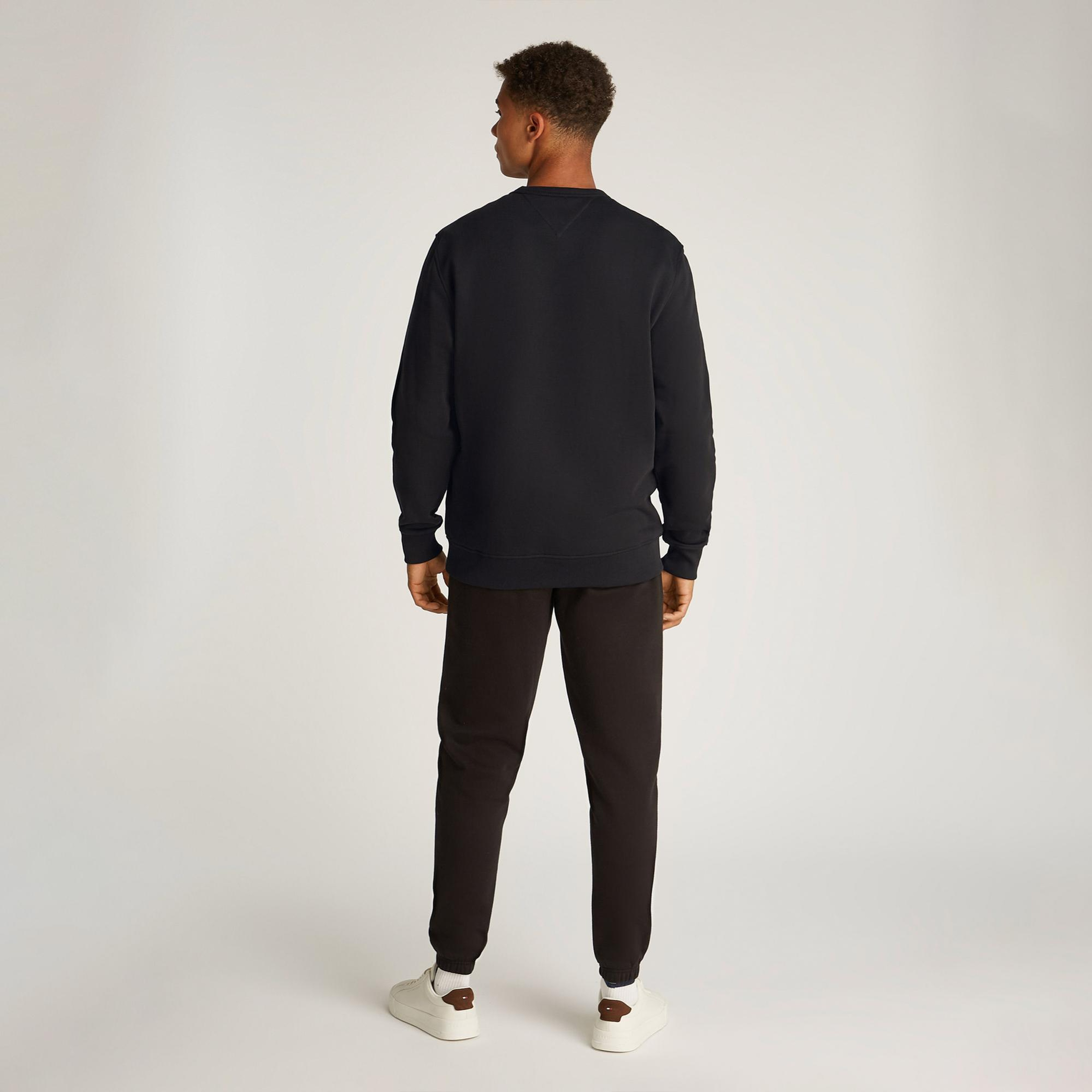 Tommy Jeans Reg Badge Crew Ext Erkek Siyah Sweatshirt