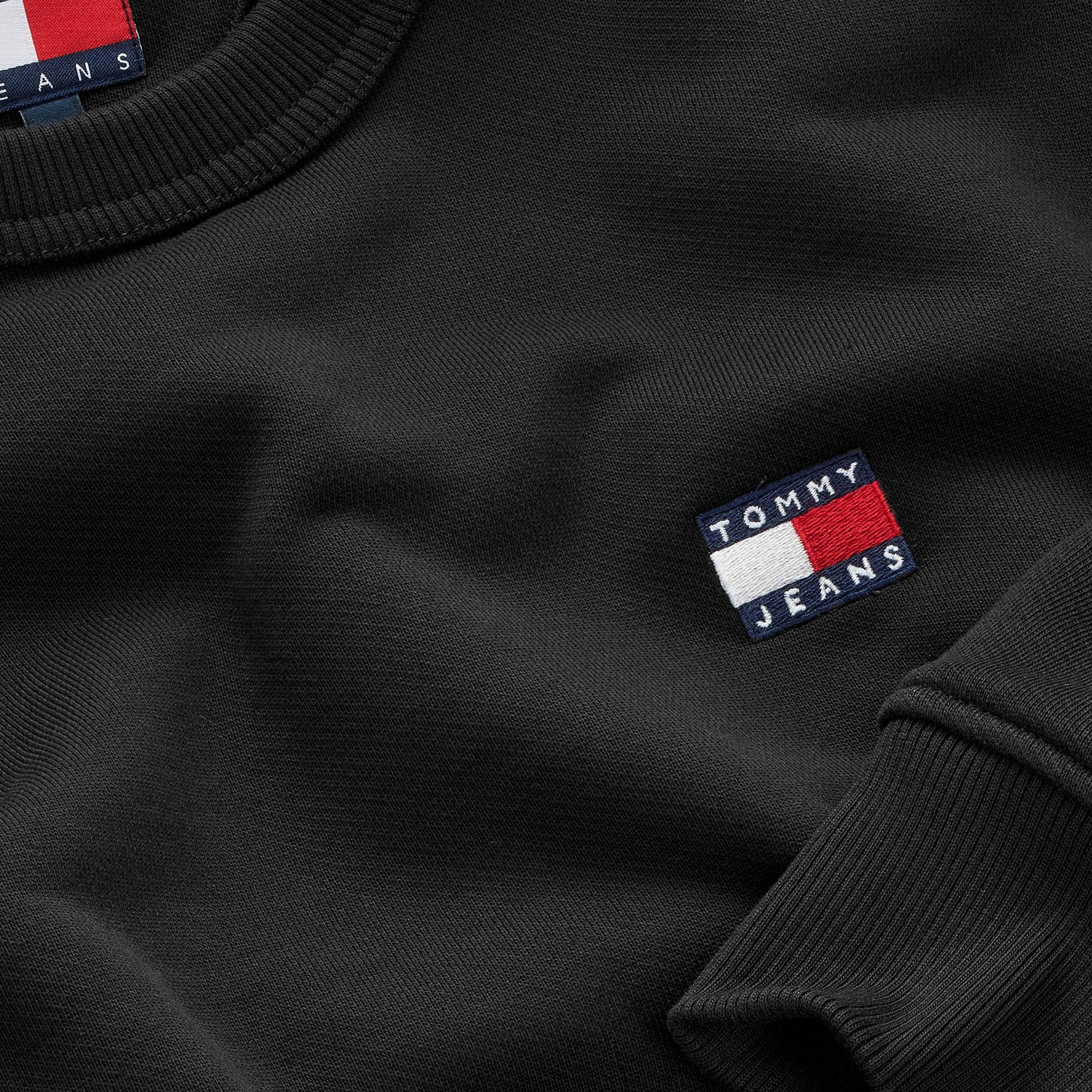 Tommy Jeans Reg Badge Crew Ext Erkek Siyah Sweatshirt