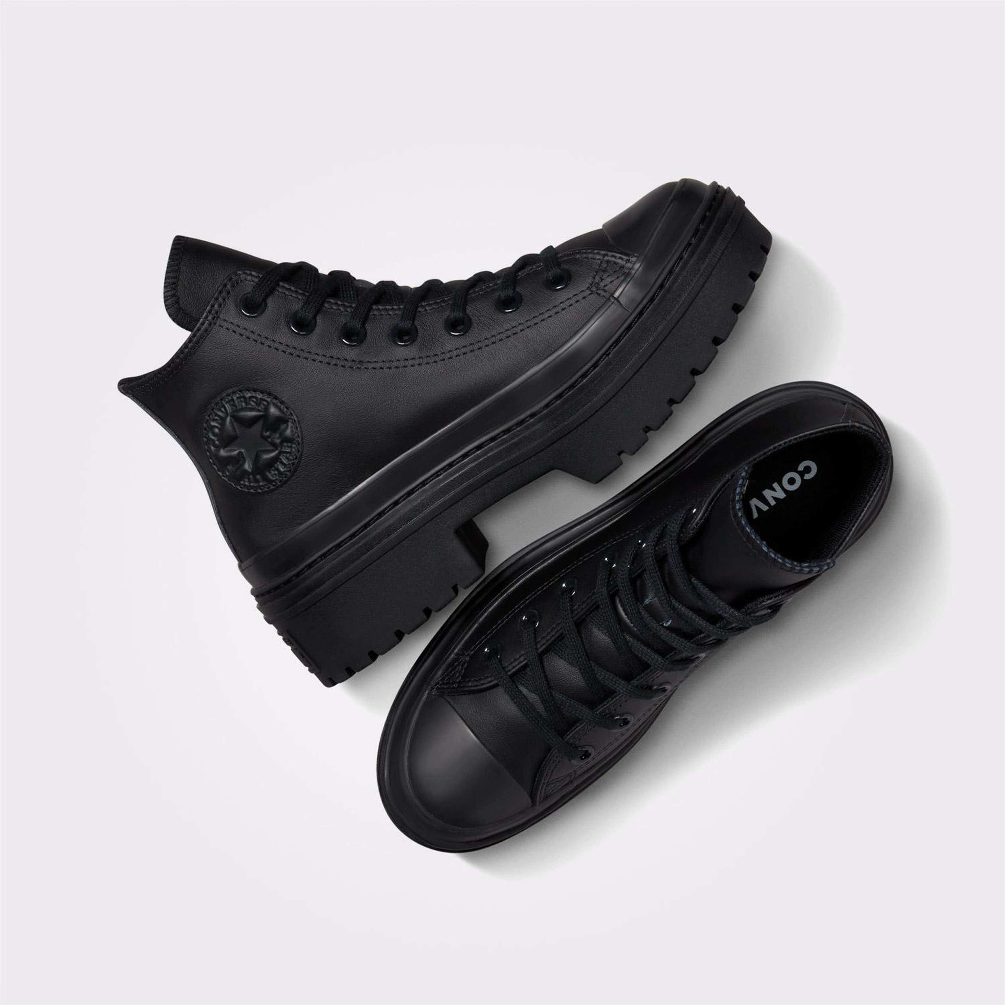 Converse Chuck Taylor All Star Lugged Heel Kadın Siyah Deri Platform Bot