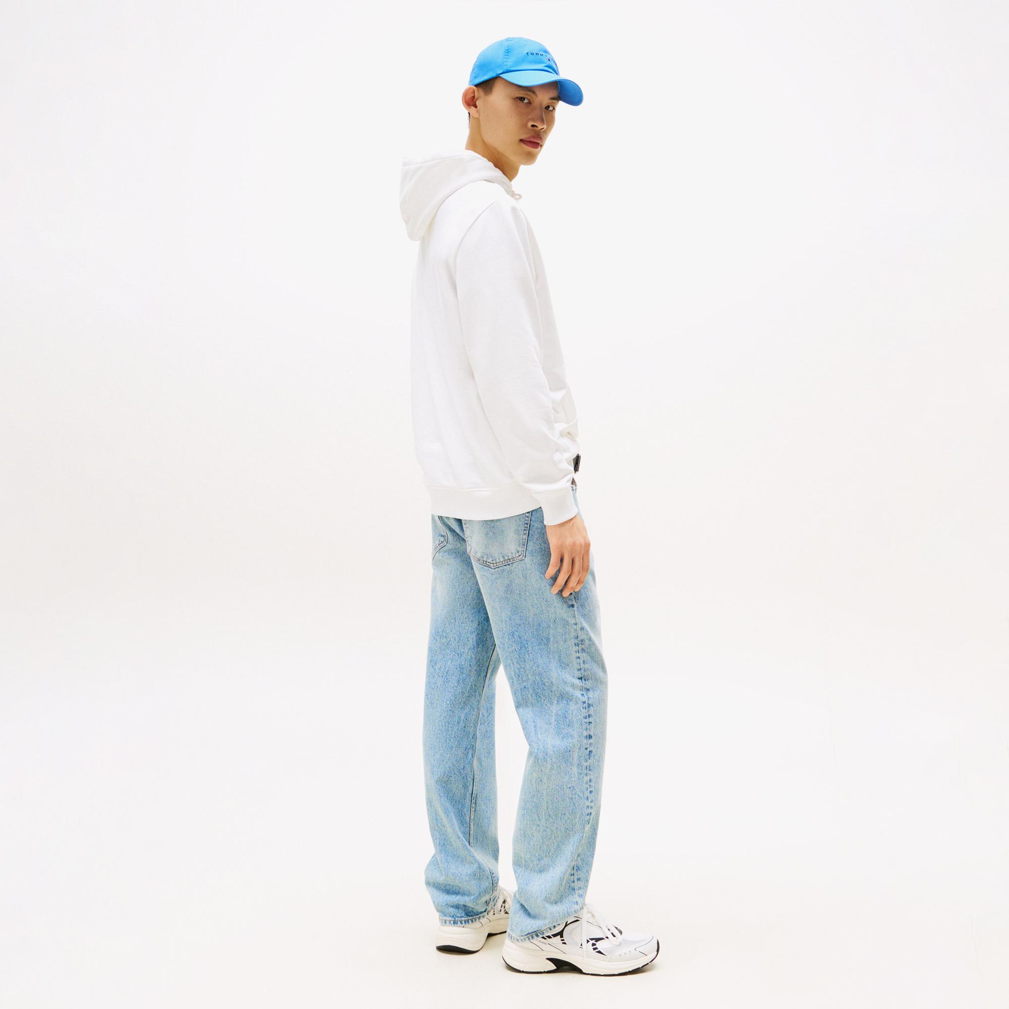 Tommy Jeans Regular Pop Flag Erkek Beyaz Hoodie