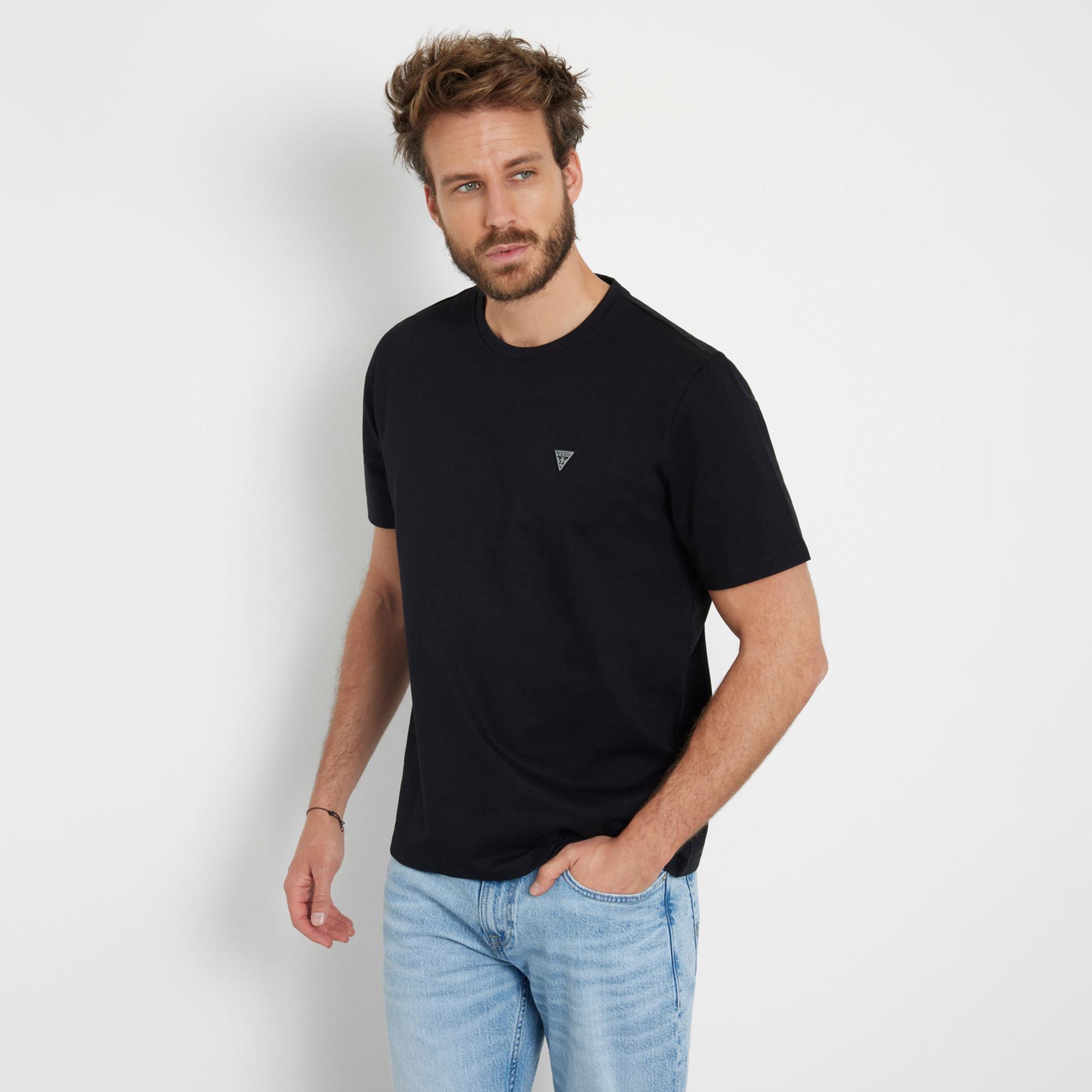Guess Patch Regular Fit Erkek Siyah T-Shirt