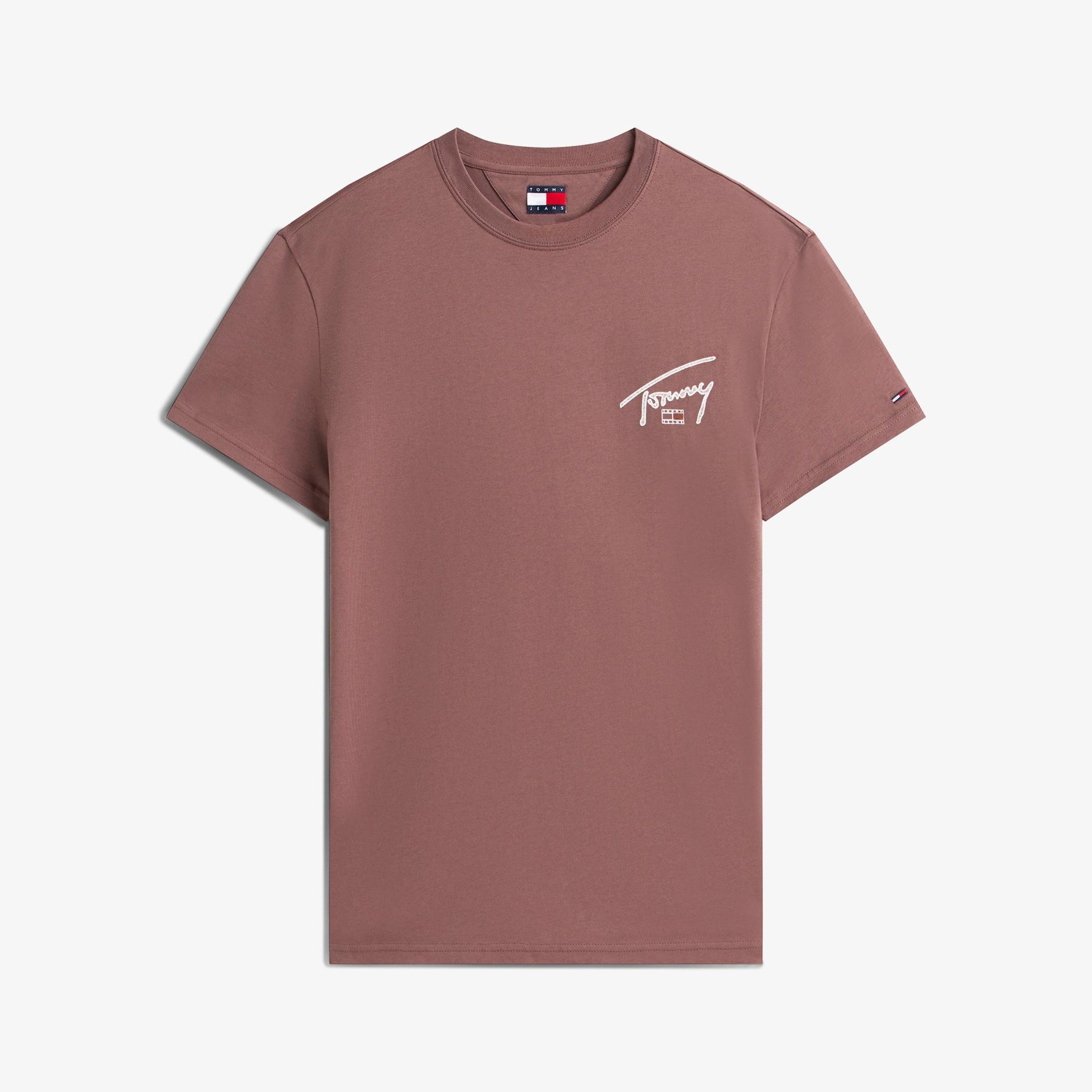 Tommy Hilfiger Signature Erkek Kahverengi T-Shirt