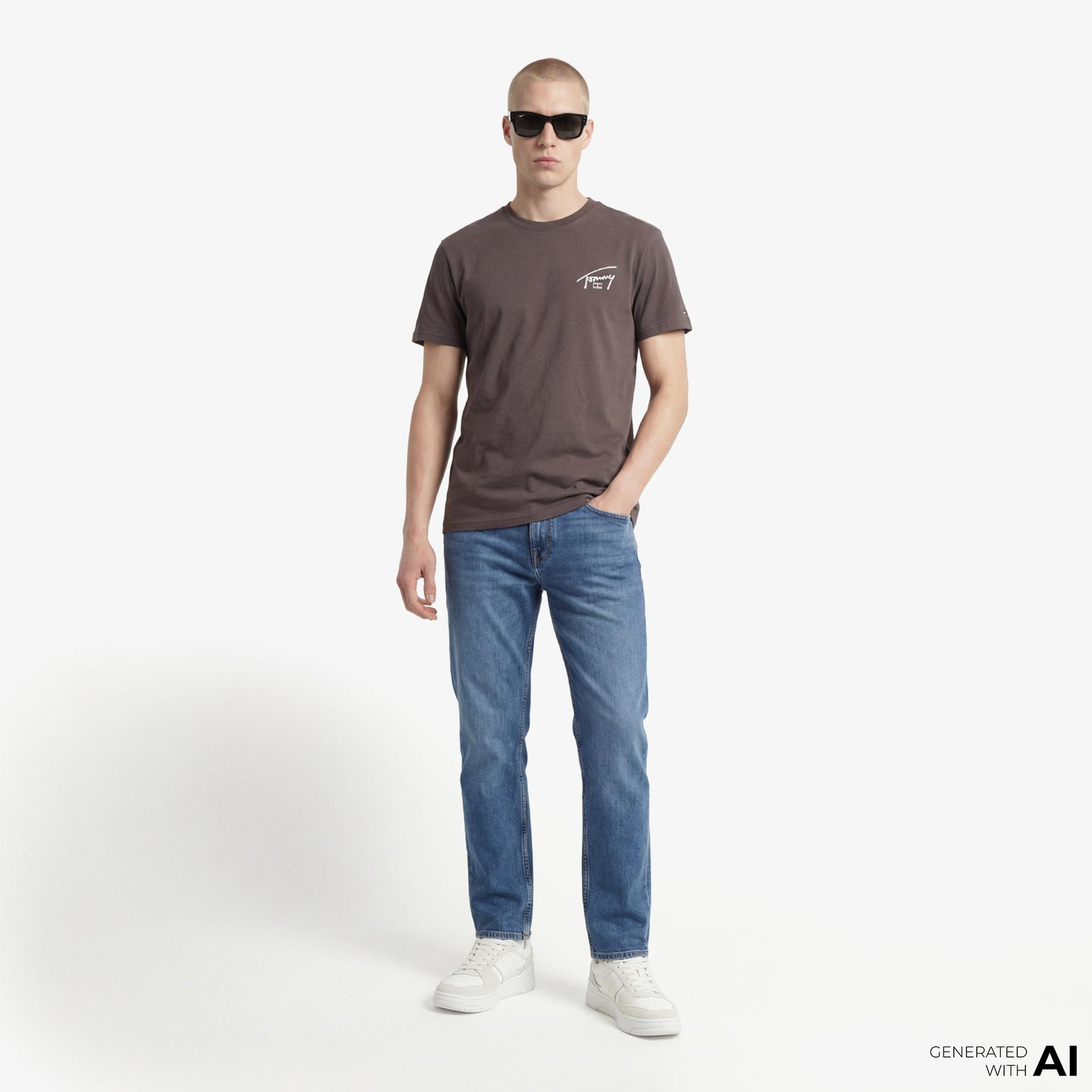 Tommy Hilfiger Signature Erkek Kahverengi T-Shirt