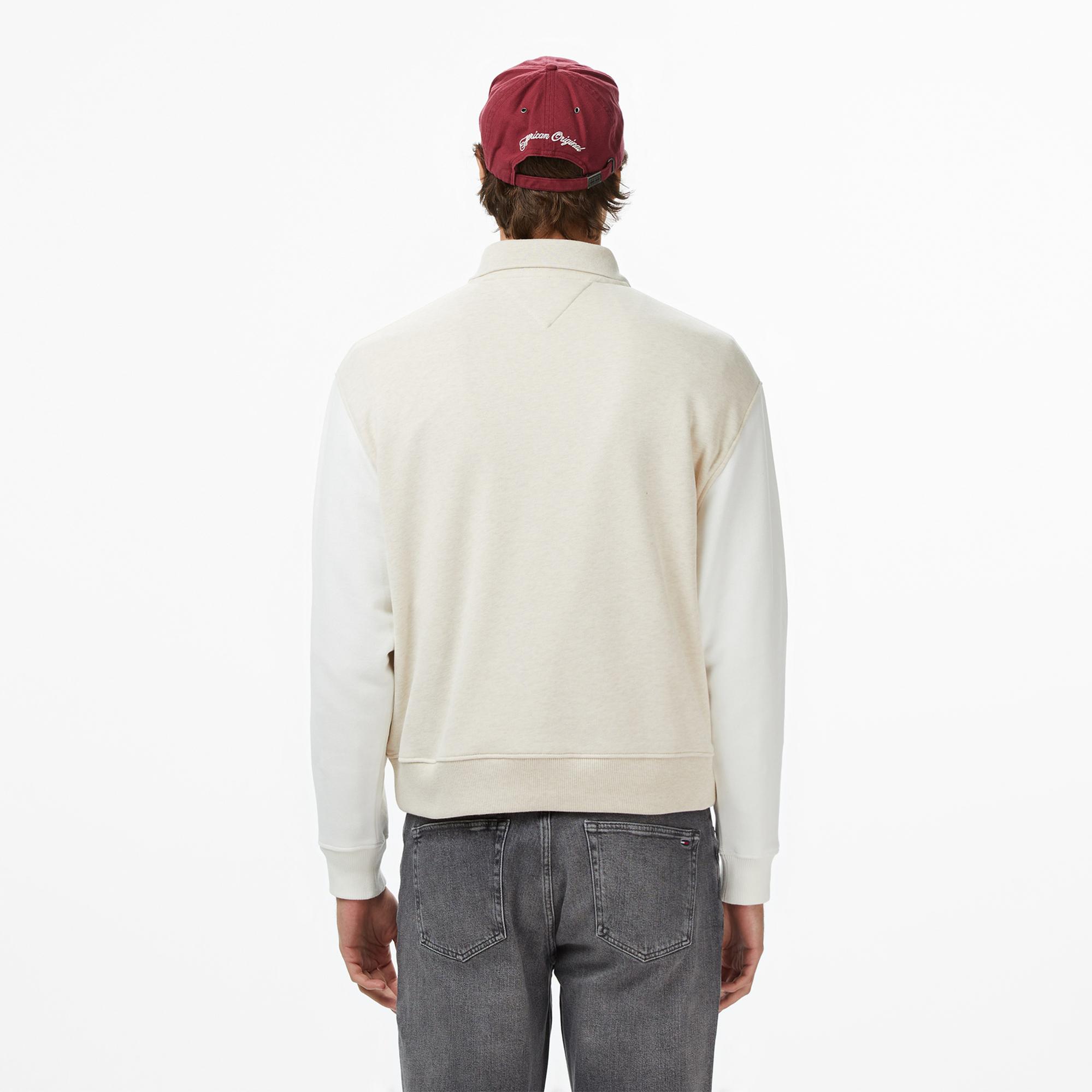 Tommy Jeans Relax Colorblock Mono Erkek Bej Sweatshirt