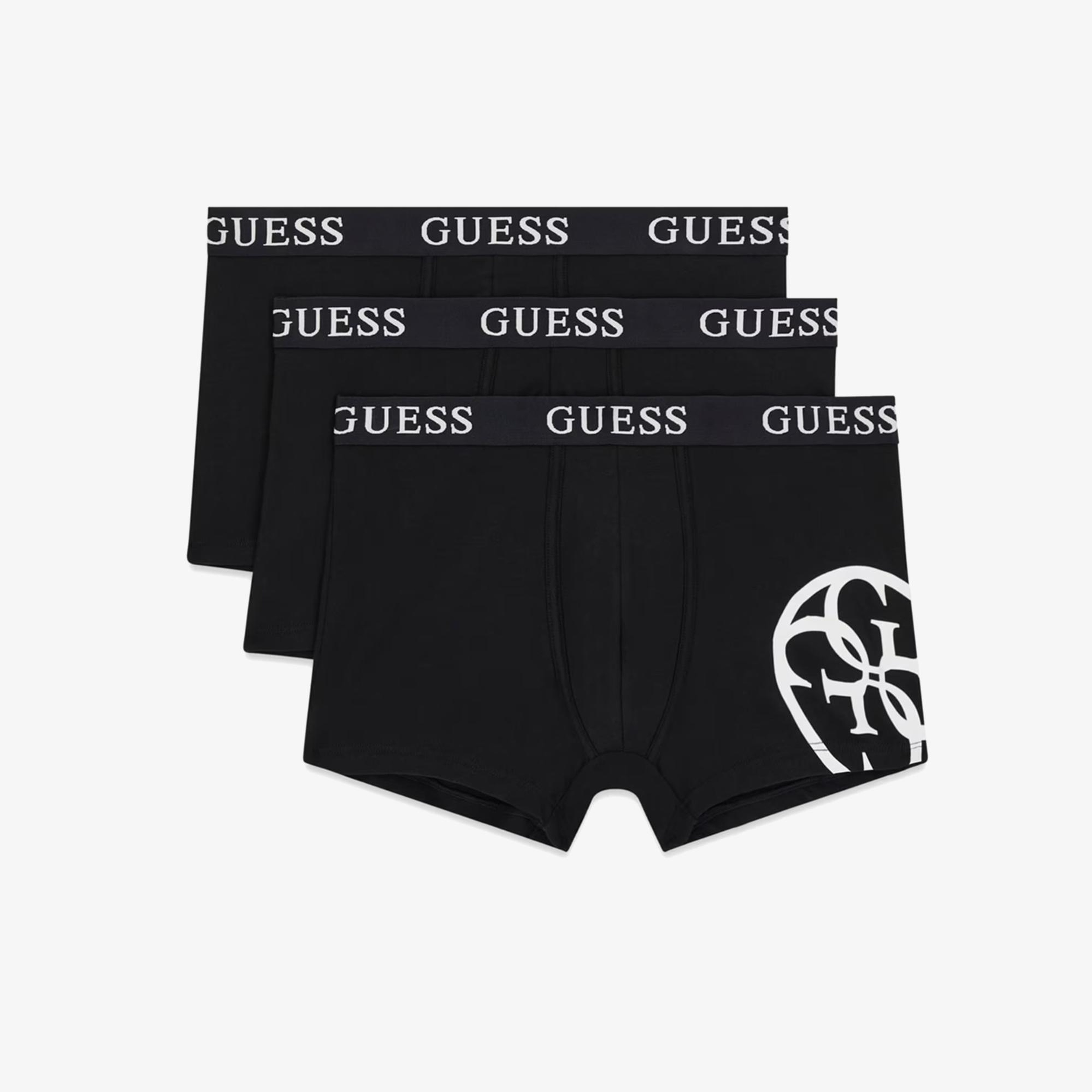 Guess Placed Logo Lightetch Erkek Siyah 3'lü Boxer