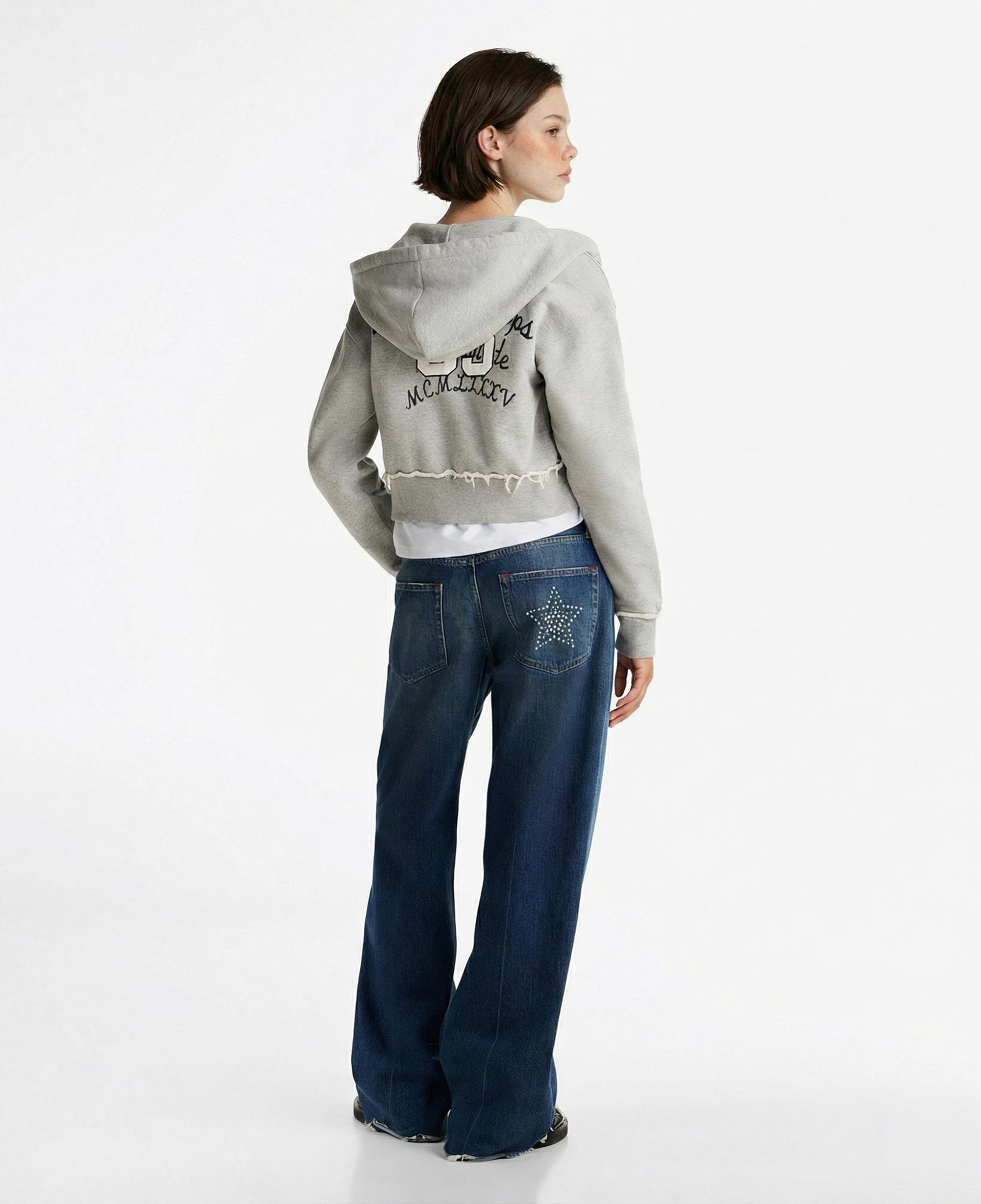 Tommy Jeans Prep Varsity Zip-Thru Kadın Gri Sweatshirt