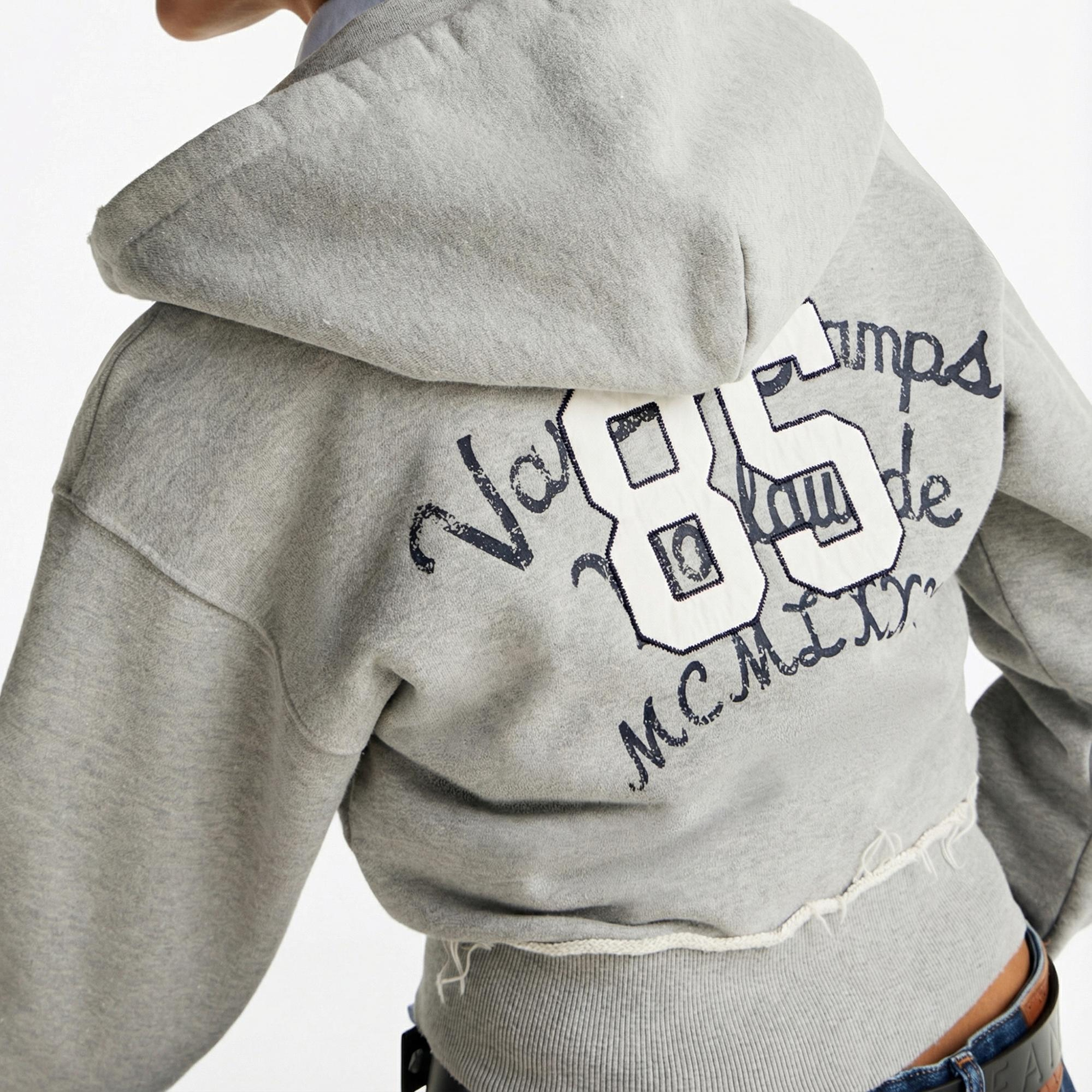 Tommy Jeans Prep Varsity Zip-Thru Kadın Gri Sweatshirt
