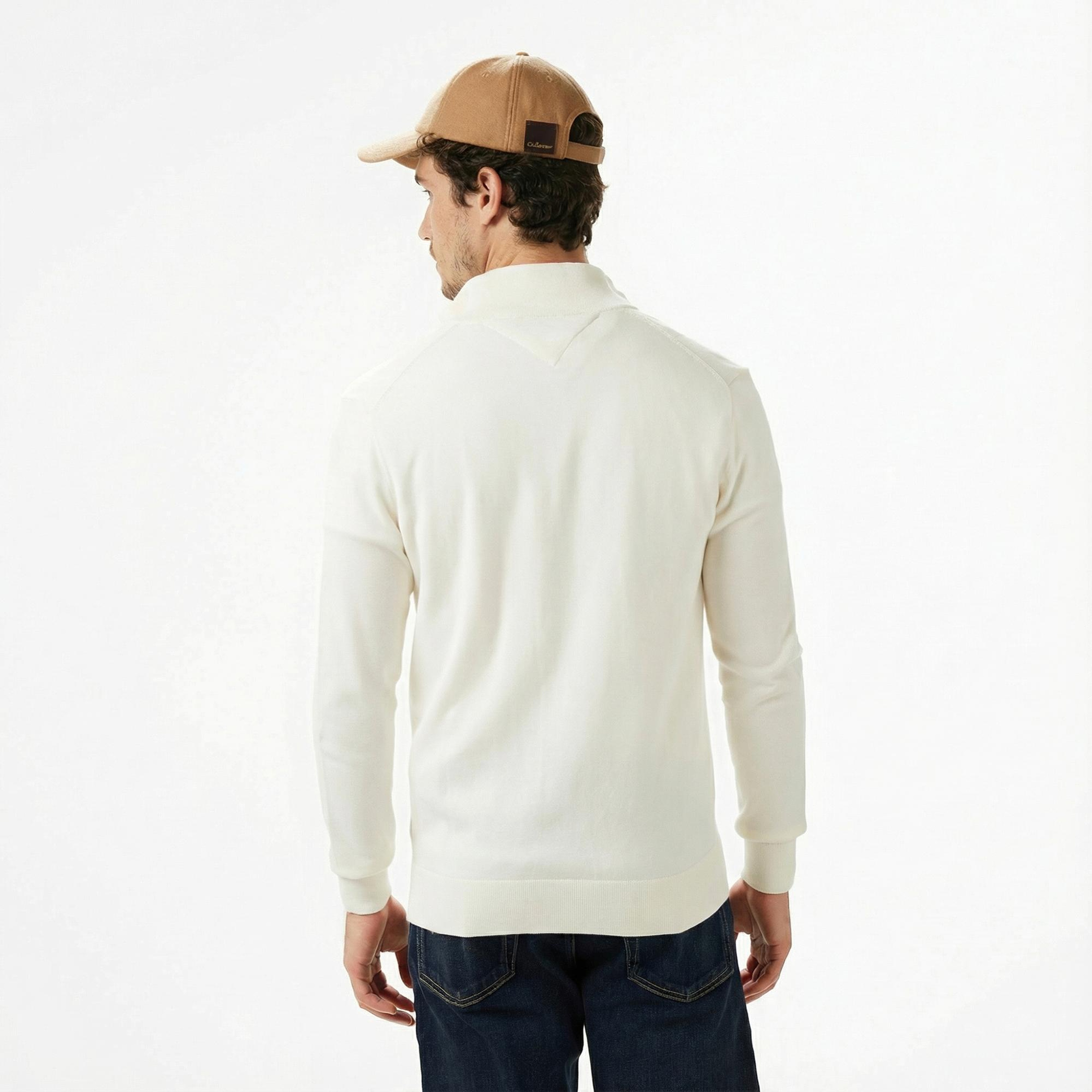 Tommy Hilfiger Essential Zip Erkek Triko Krem Hırka