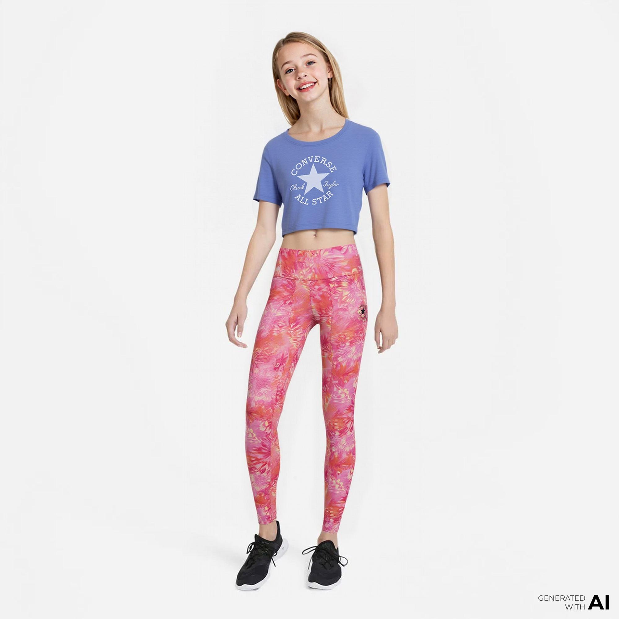 Converse Printed High Rise Çocuk Pembe Tayt