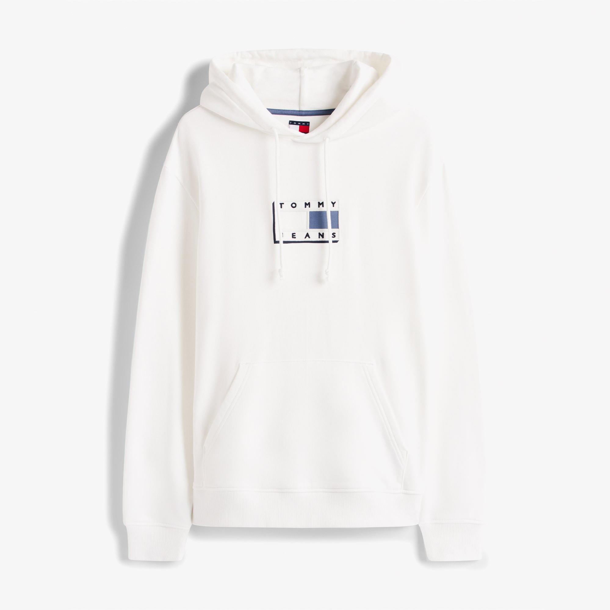 Tommy Jeans Regular Pop Flag Erkek Beyaz Hoodie