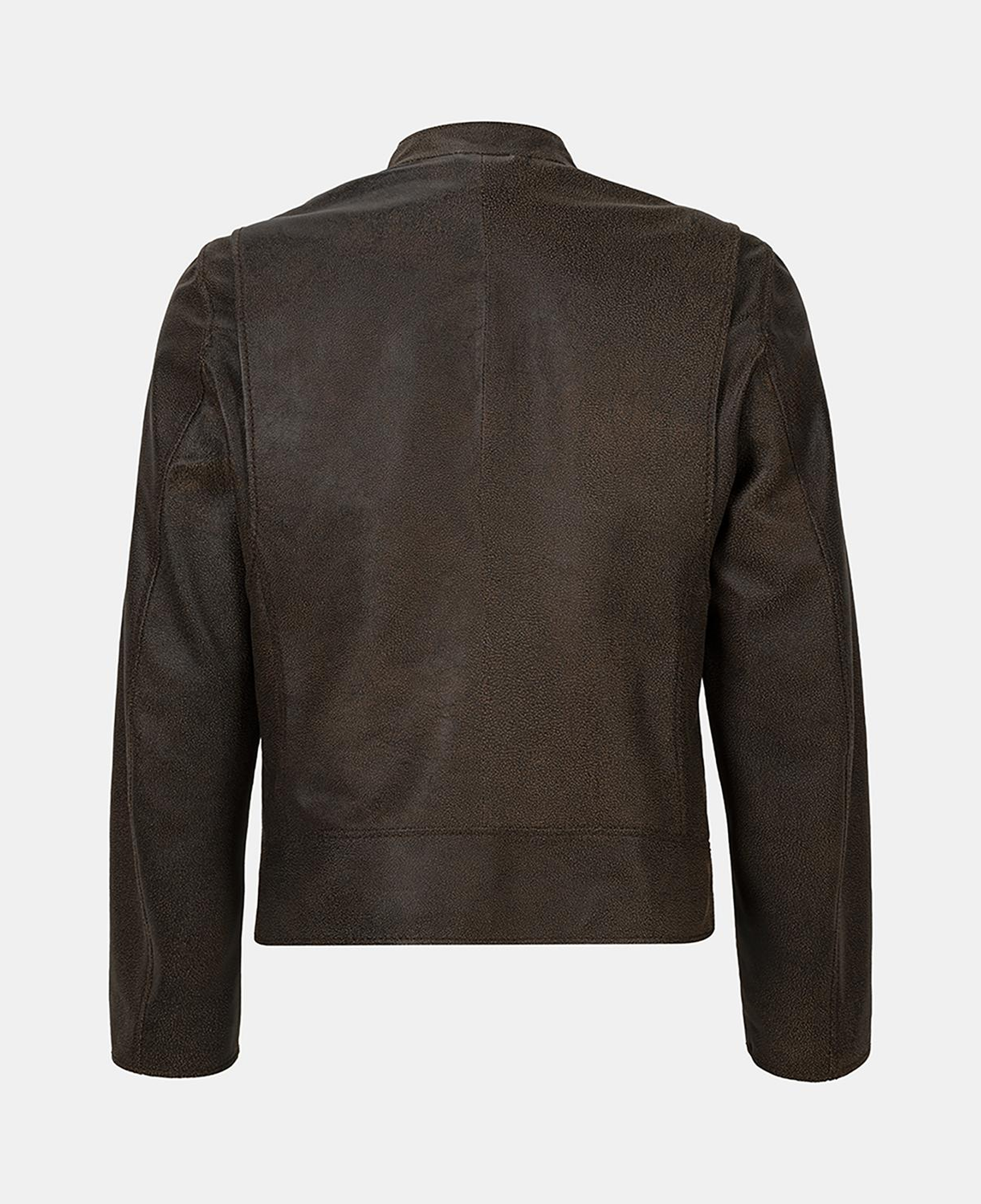 Erkek Kahve Hakim Yakalı Fit Deri Ceket