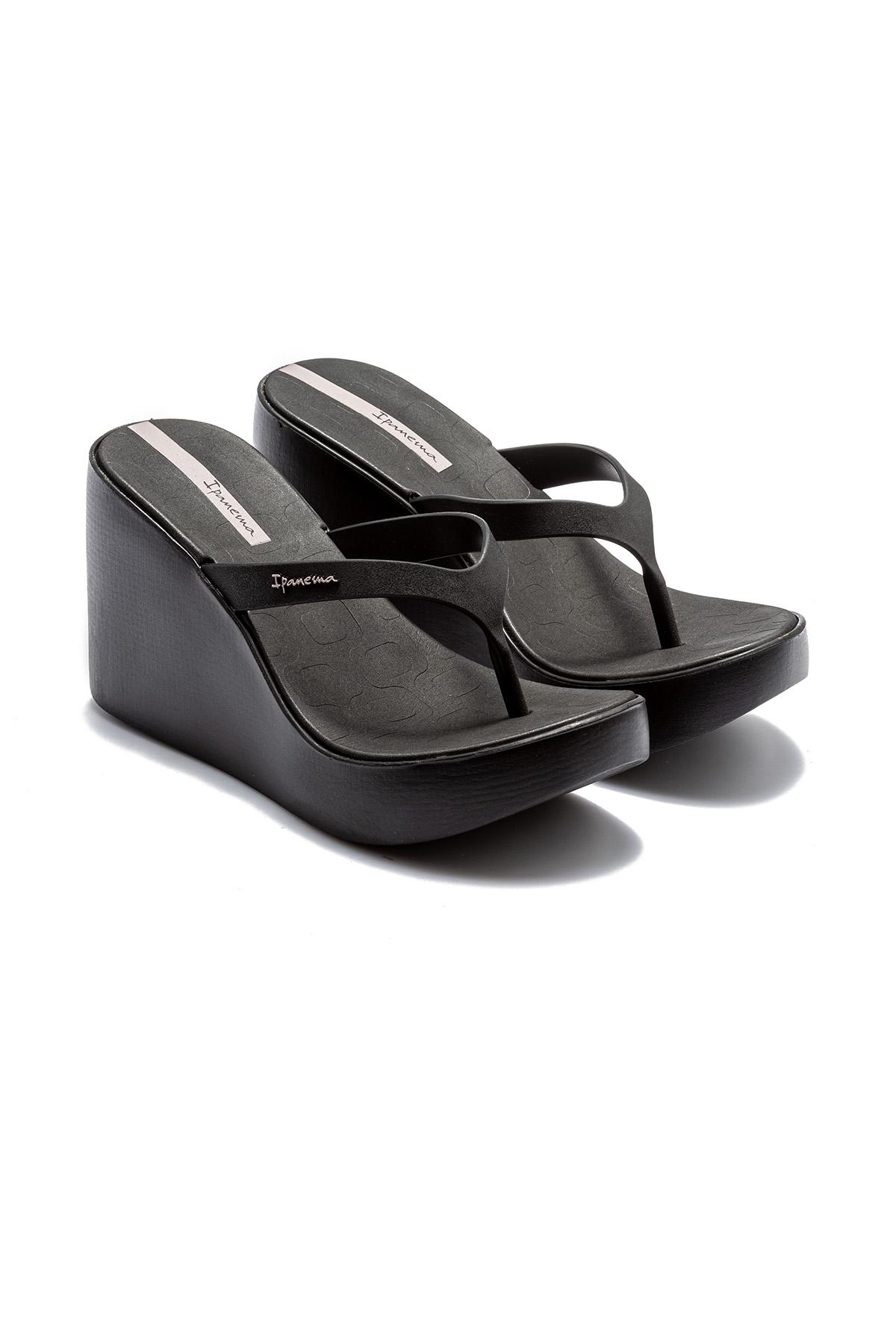 High Fashion Fem Topuklu Kadın Parmak Arası Terlik Siyah 35/40