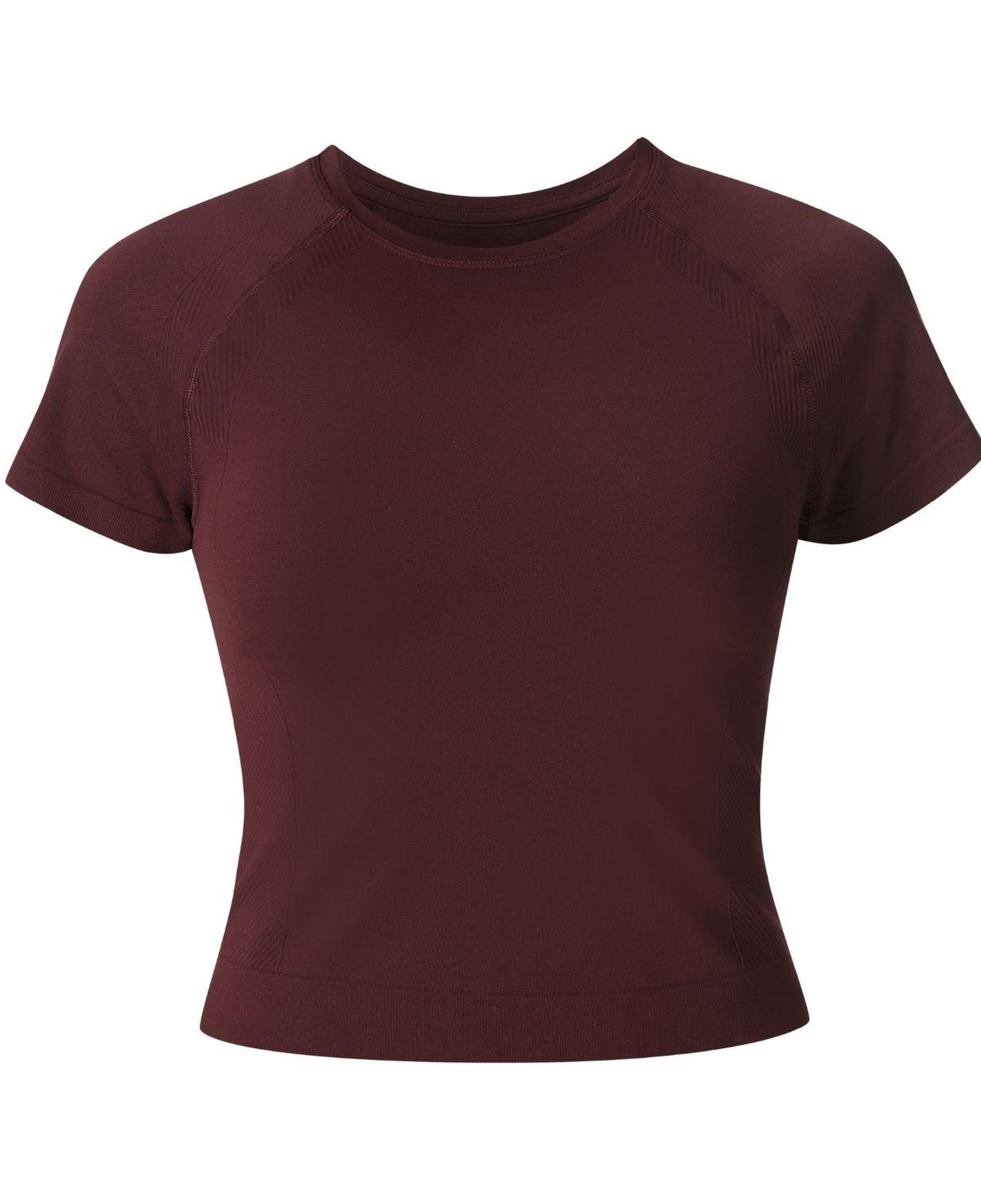 Sweaty Betty Athlete Crop Seamless Workout Kadın Bordo Fitness Tişört