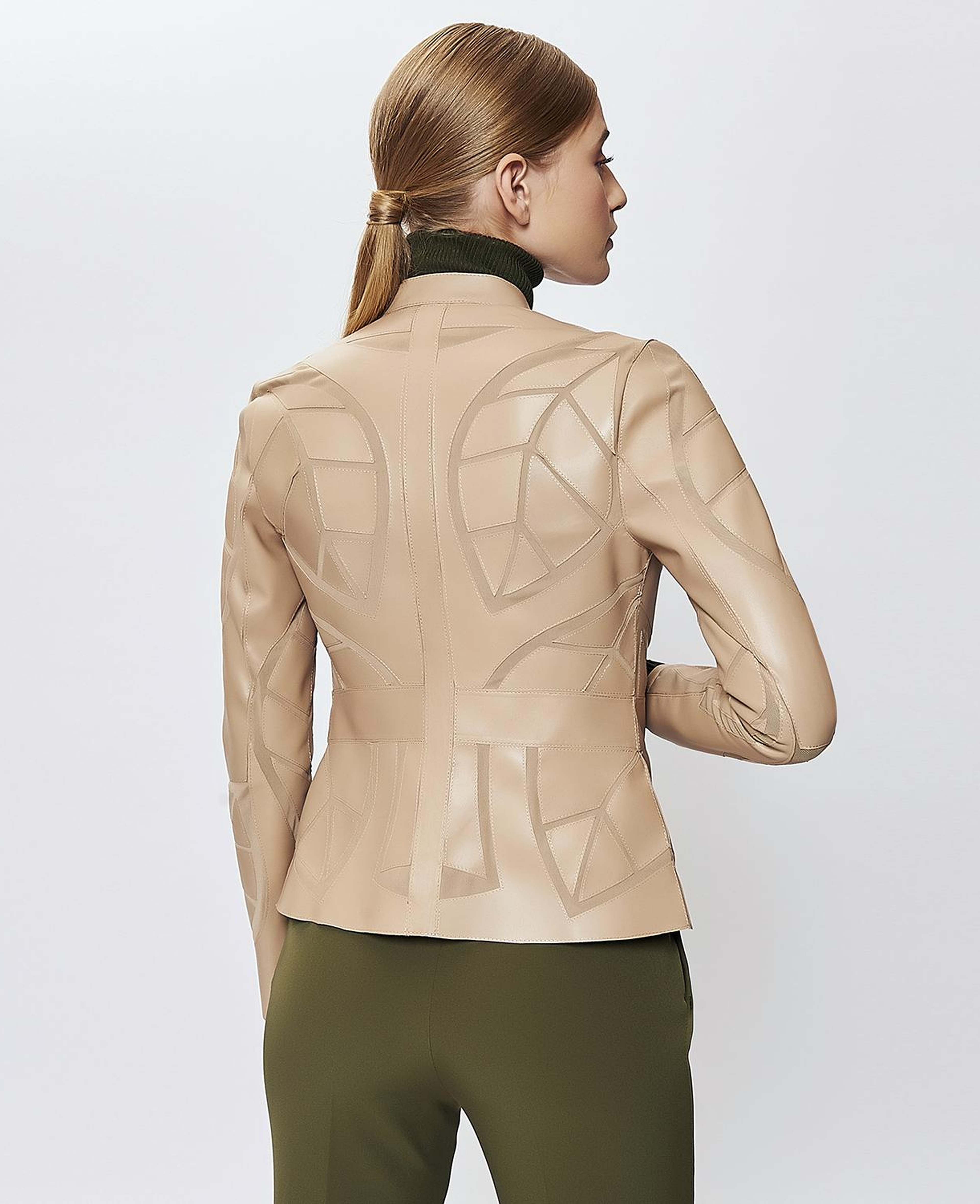 Origa Kadın Yaprak Panelli Deri Ceket