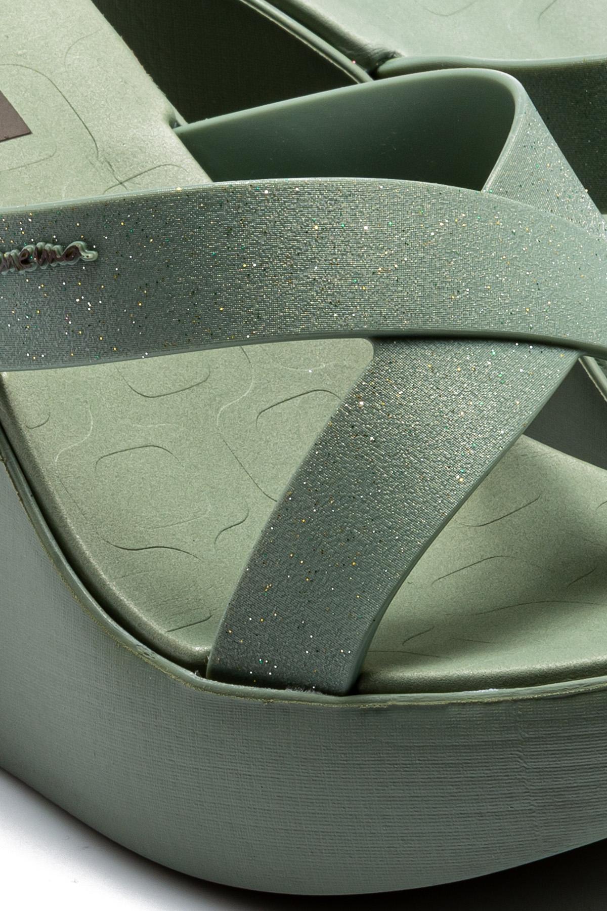 High Fashion Slide Topuklu Kadın Terlik Yeşil 35/40