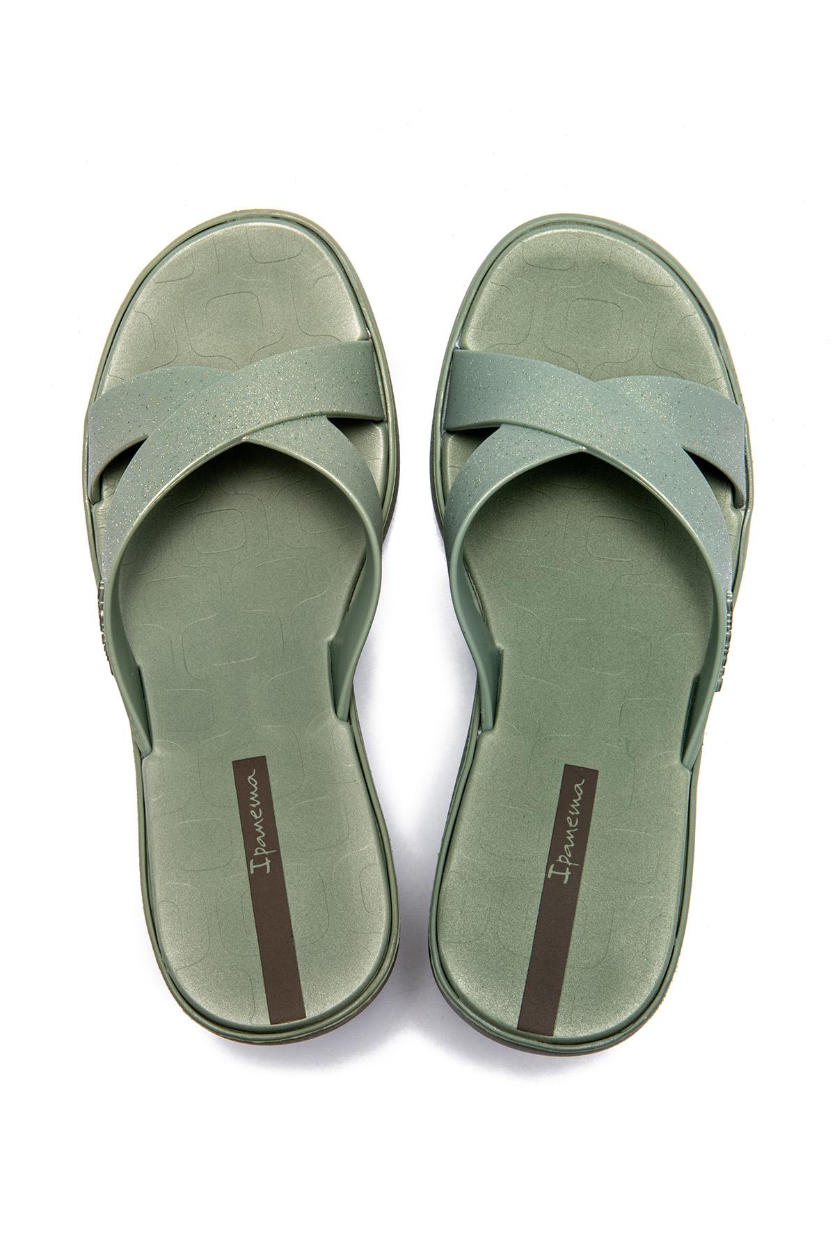 High Fashion Slide Topuklu Kadın Terlik Yeşil 35/40