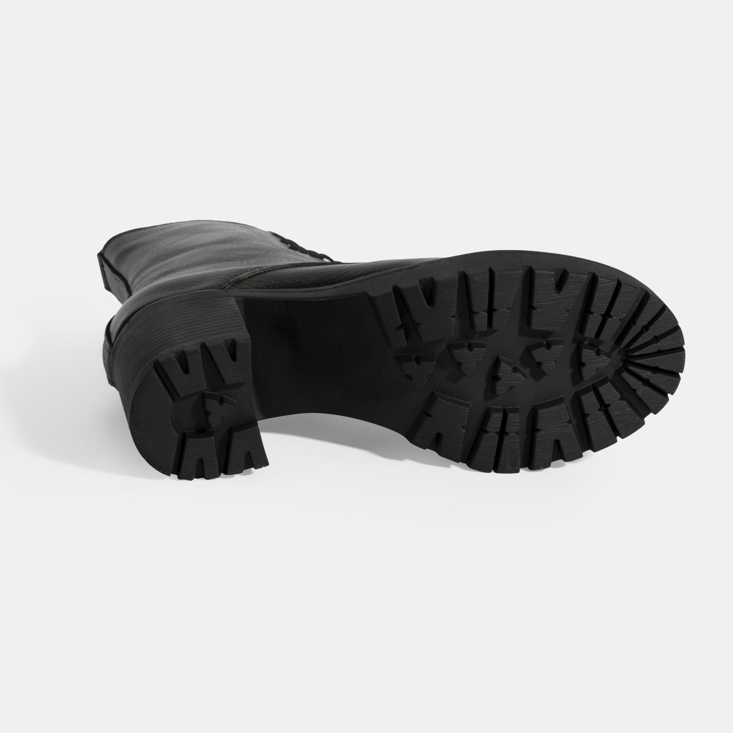 Desa Siyah Desa Bağcıklı Kadın Kalın Topuklu Deri Bot