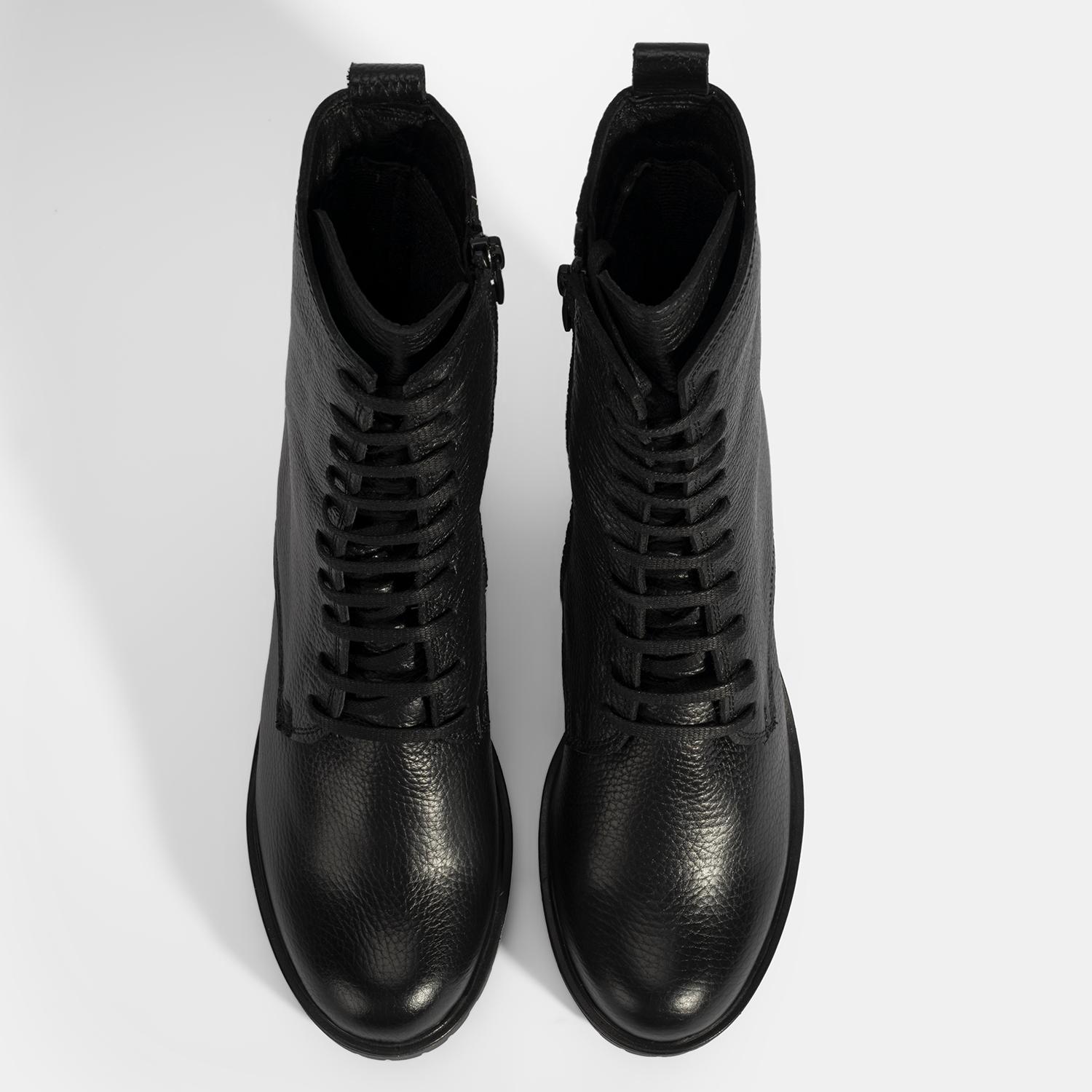 Desa Siyah Desa Bağcıklı Kadın Kalın Topuklu Deri Bot