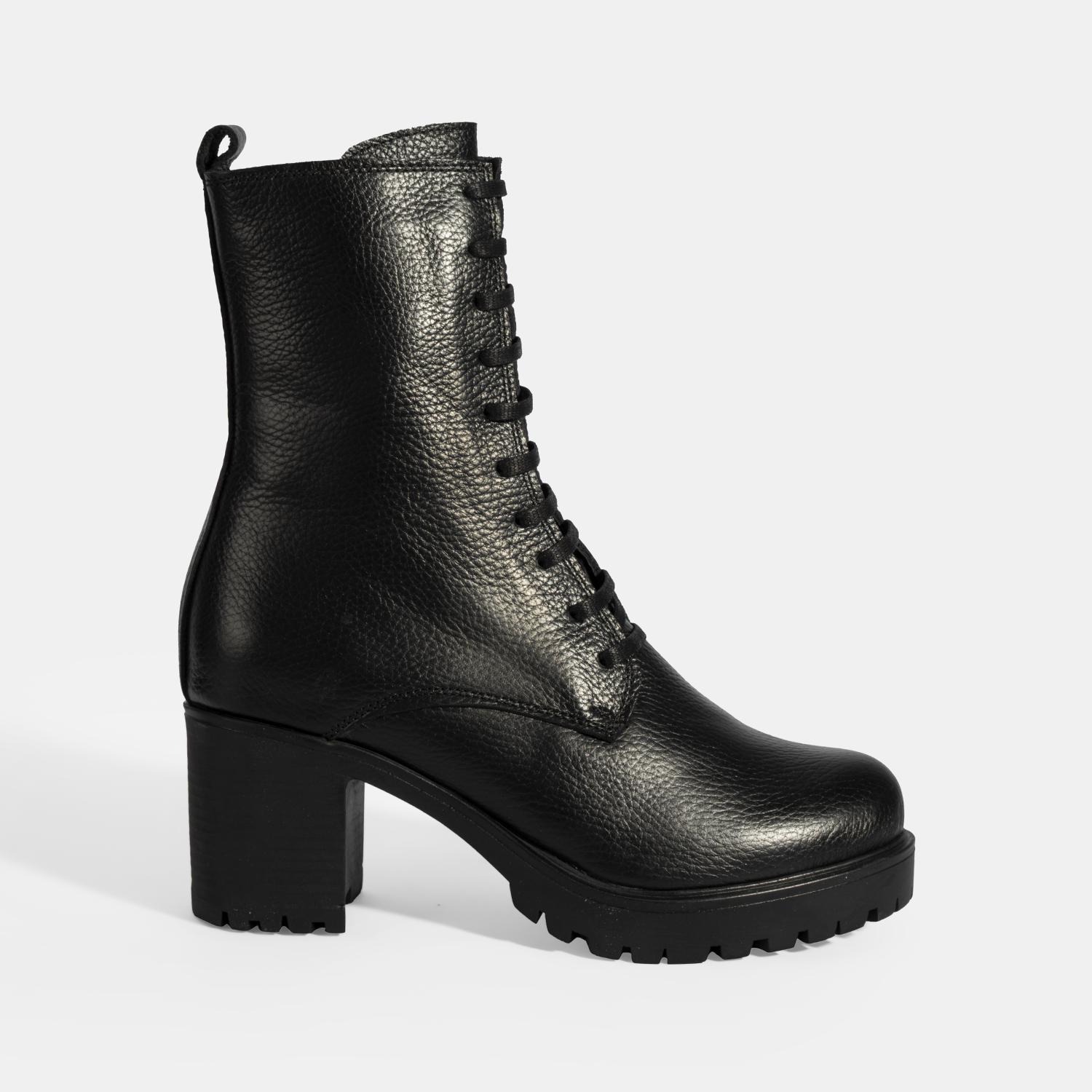 Desa Siyah Desa Bağcıklı Kadın Kalın Topuklu Deri Bot