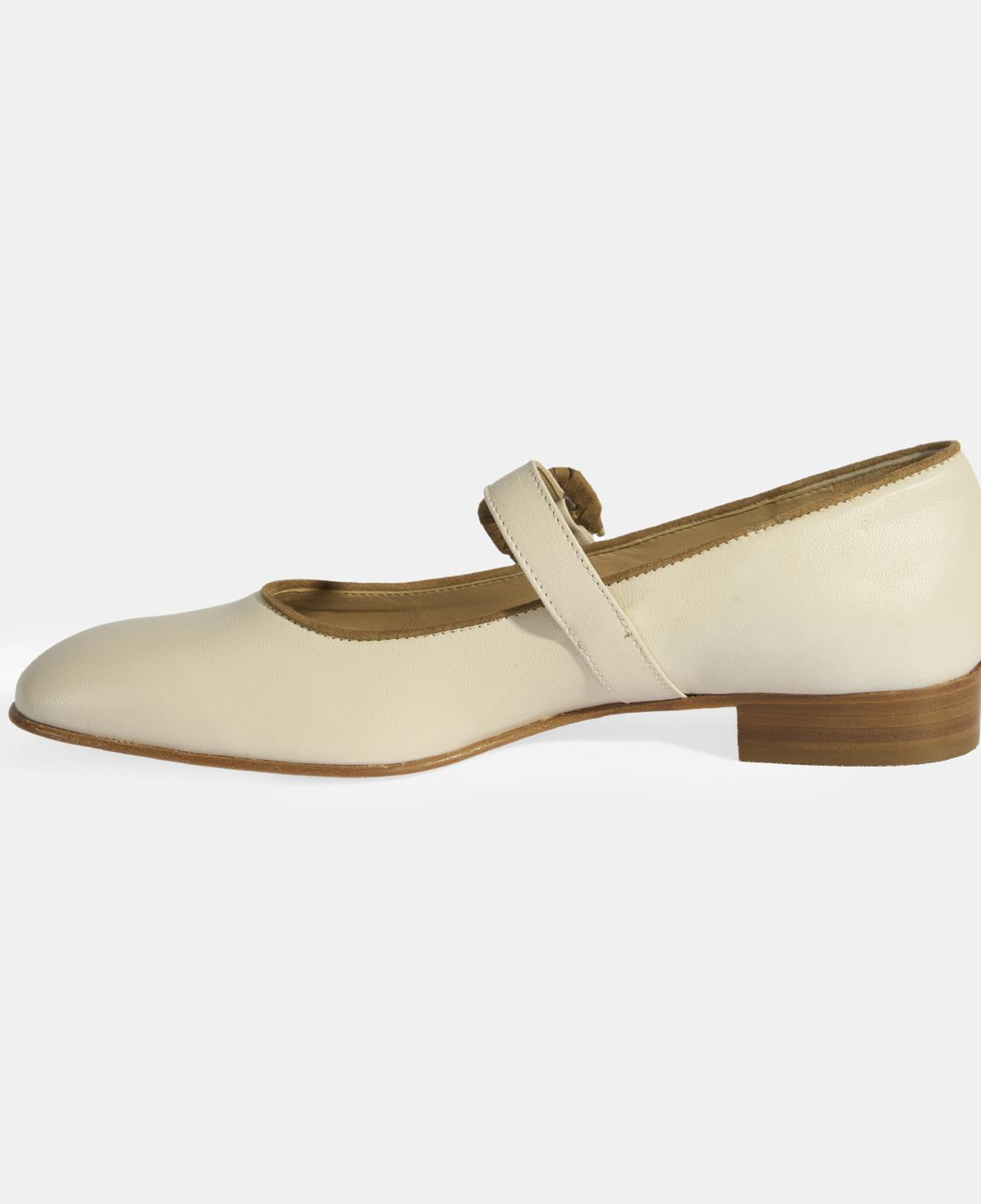 Luca Grossi Kadın Krem Toka Aksesuarlı Deri Mary Jane Babet