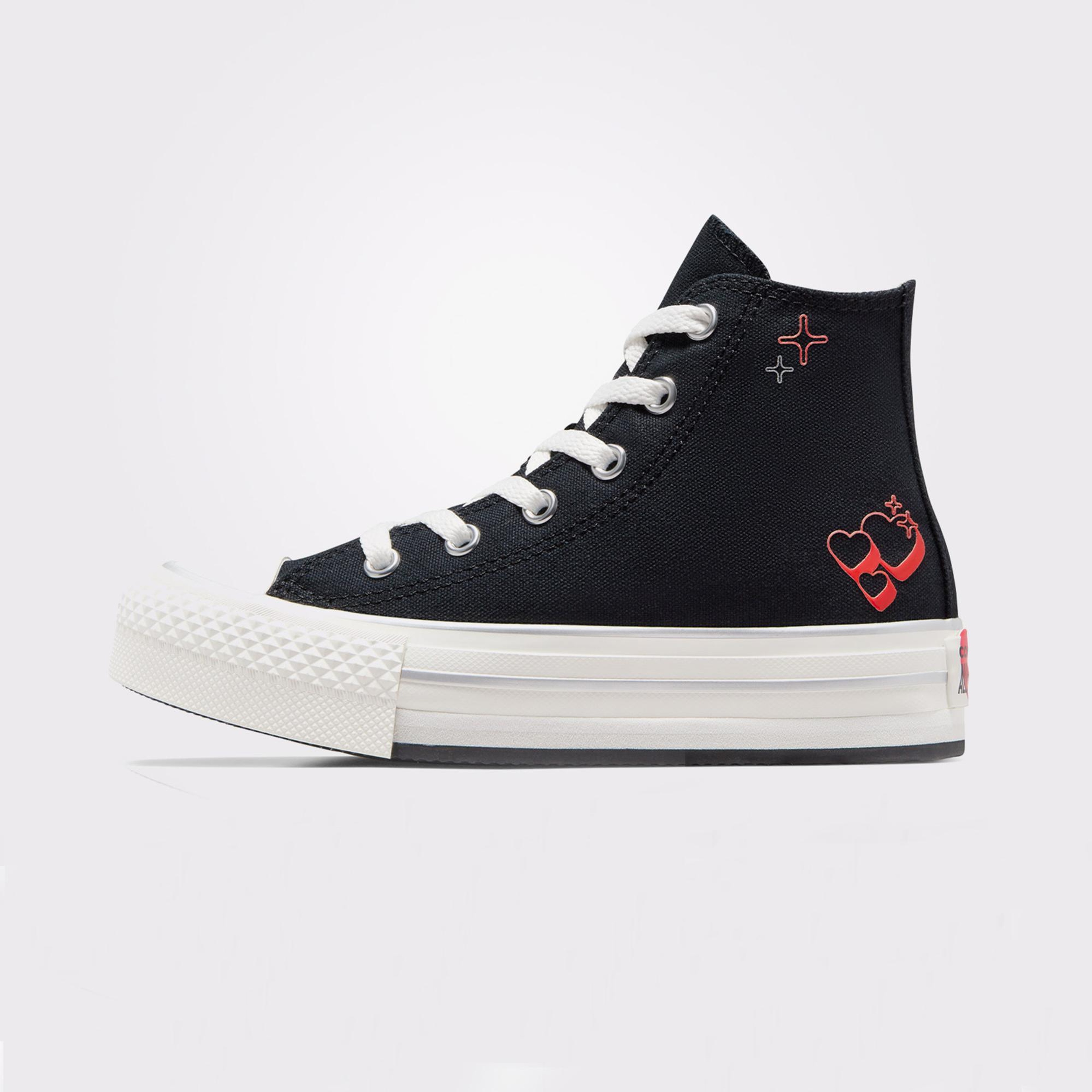 Converse Chuck Taylor All Star Eva Lift Y2K Heart Çocuk Siyah Platform Sneaker