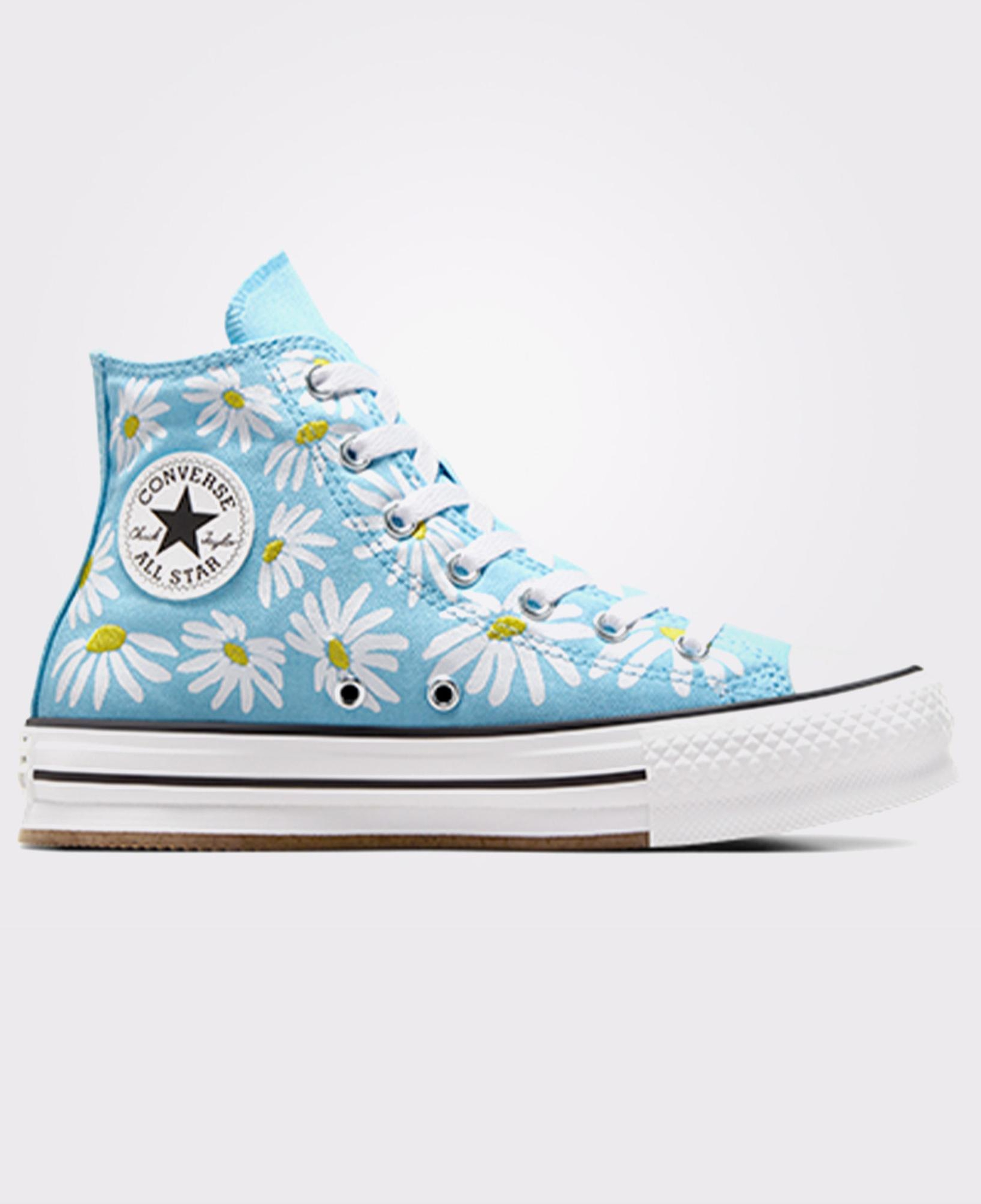 Converse Chuck Taylor All Star Lift Platform Floral Çocuk Mavi Sneaker