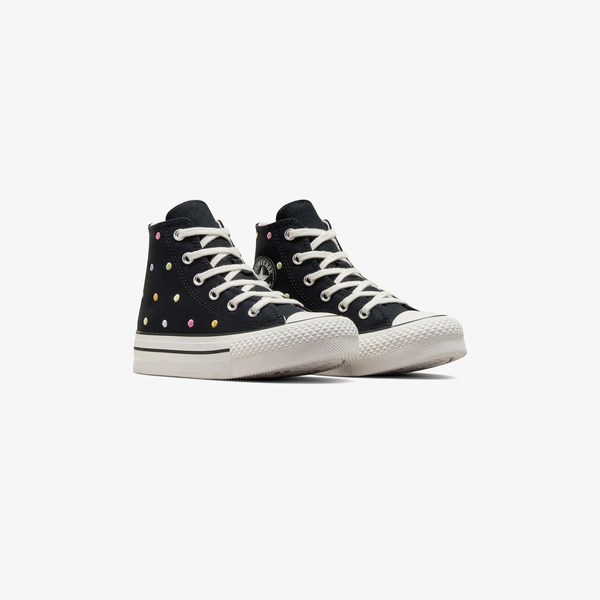 Converse Chuck Taylor All Star EVA Lift Polka Dots Çocuk Siyah Platform Sneaker