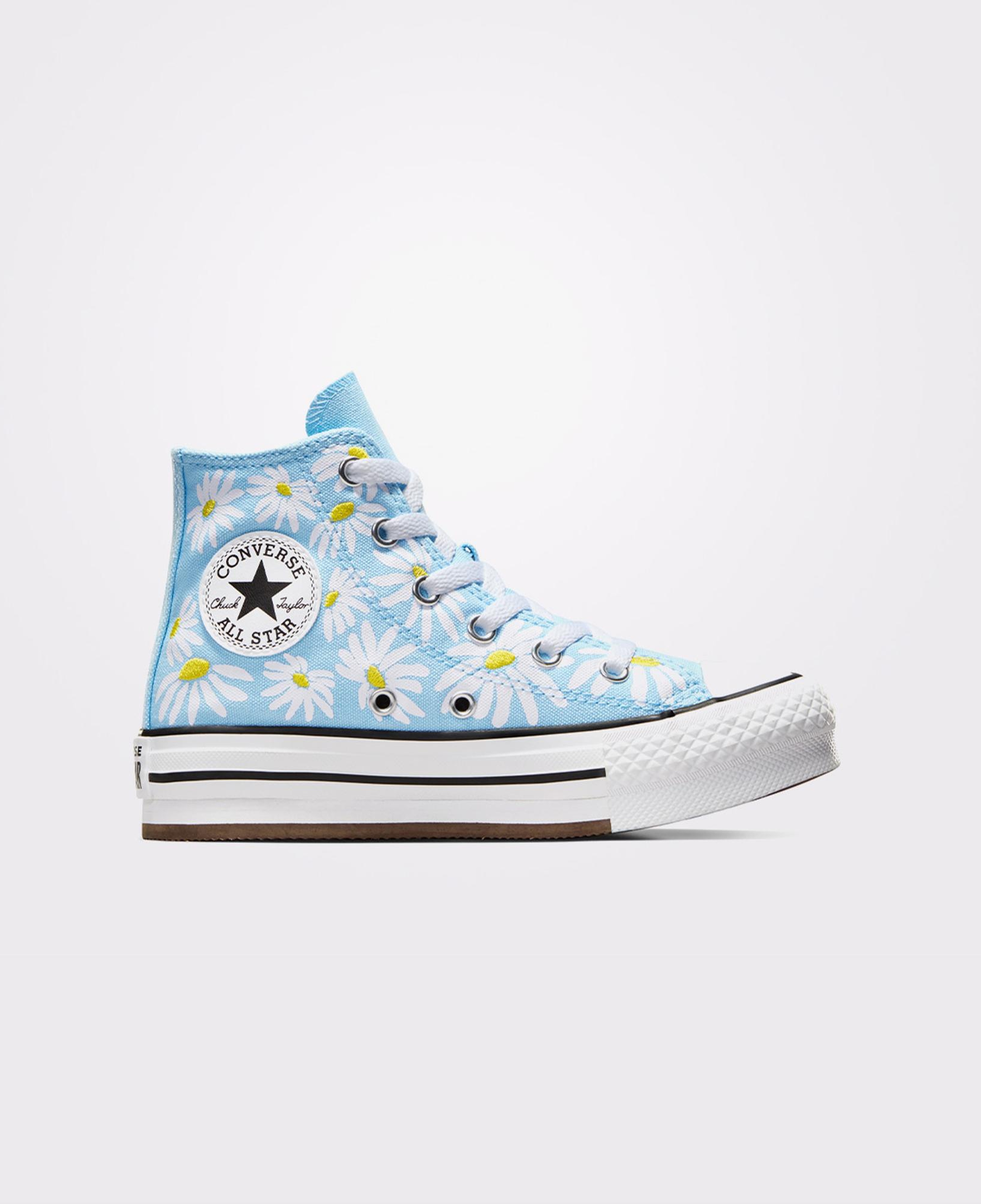 Converse Chuck Taylor All Star Lift Floral Çocuk Mavi Platform Sneaker