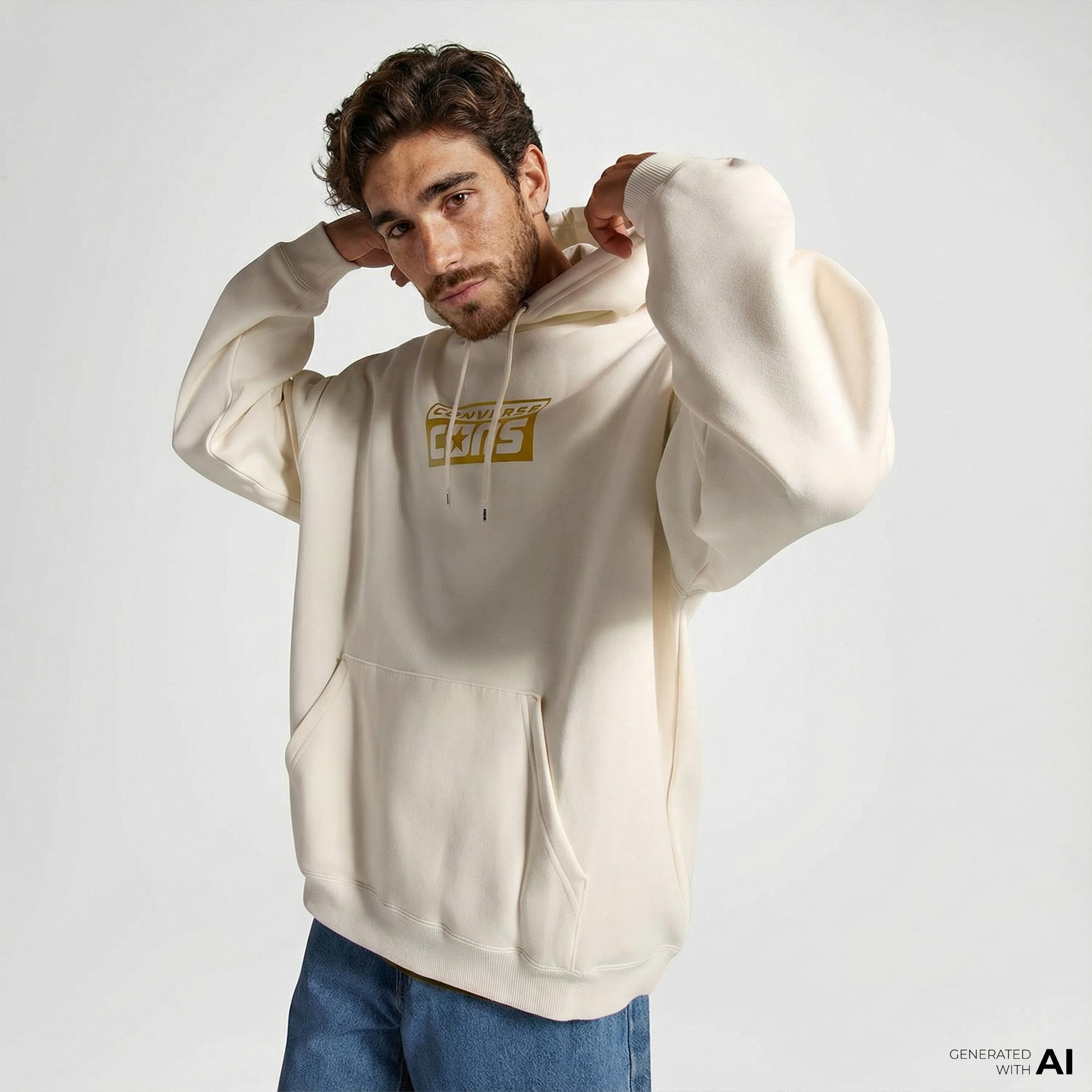 Converse Cons Erkek Krem Hoodie