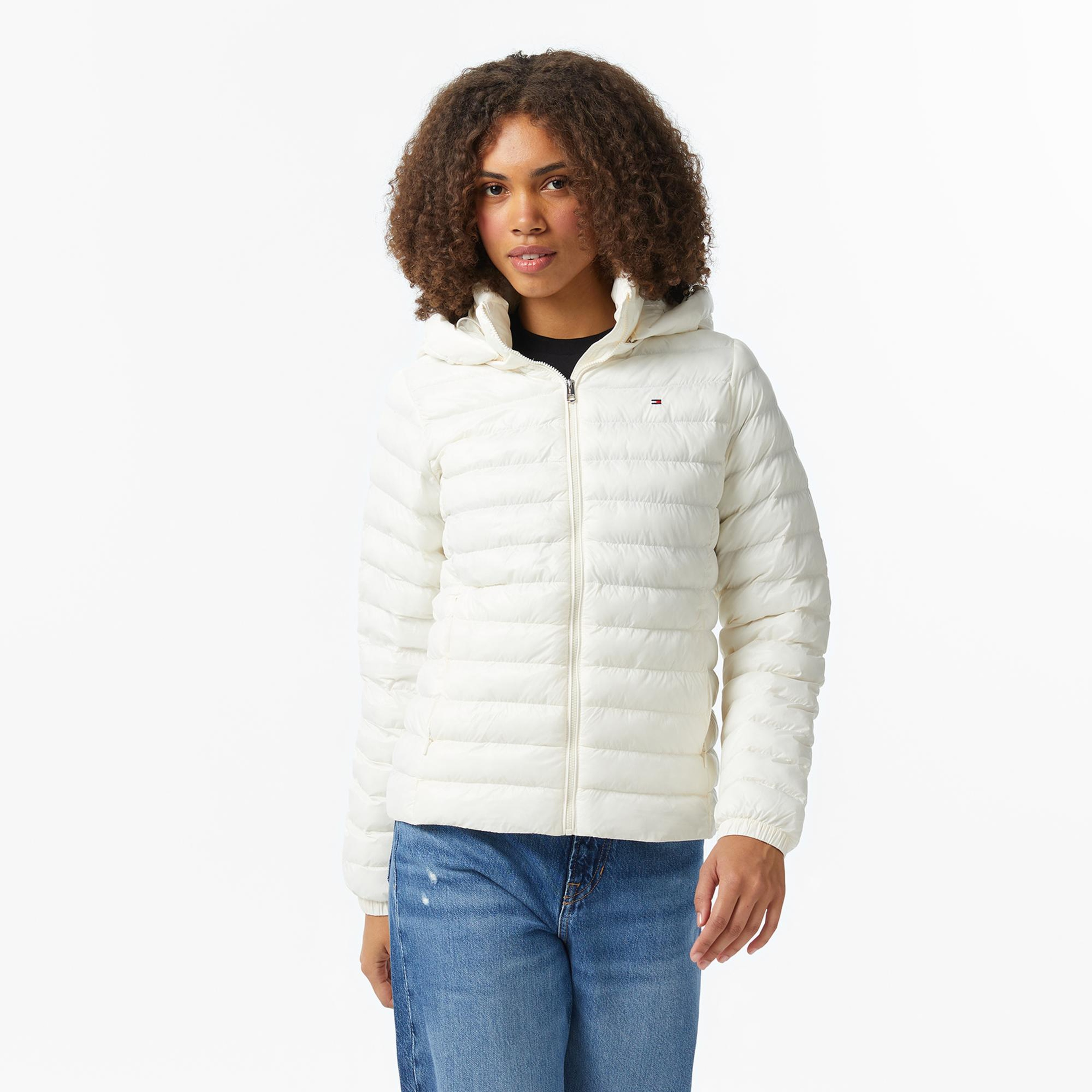 Tommy Hilfiger Padded Slim Kadın Puffer Beyaz Mont