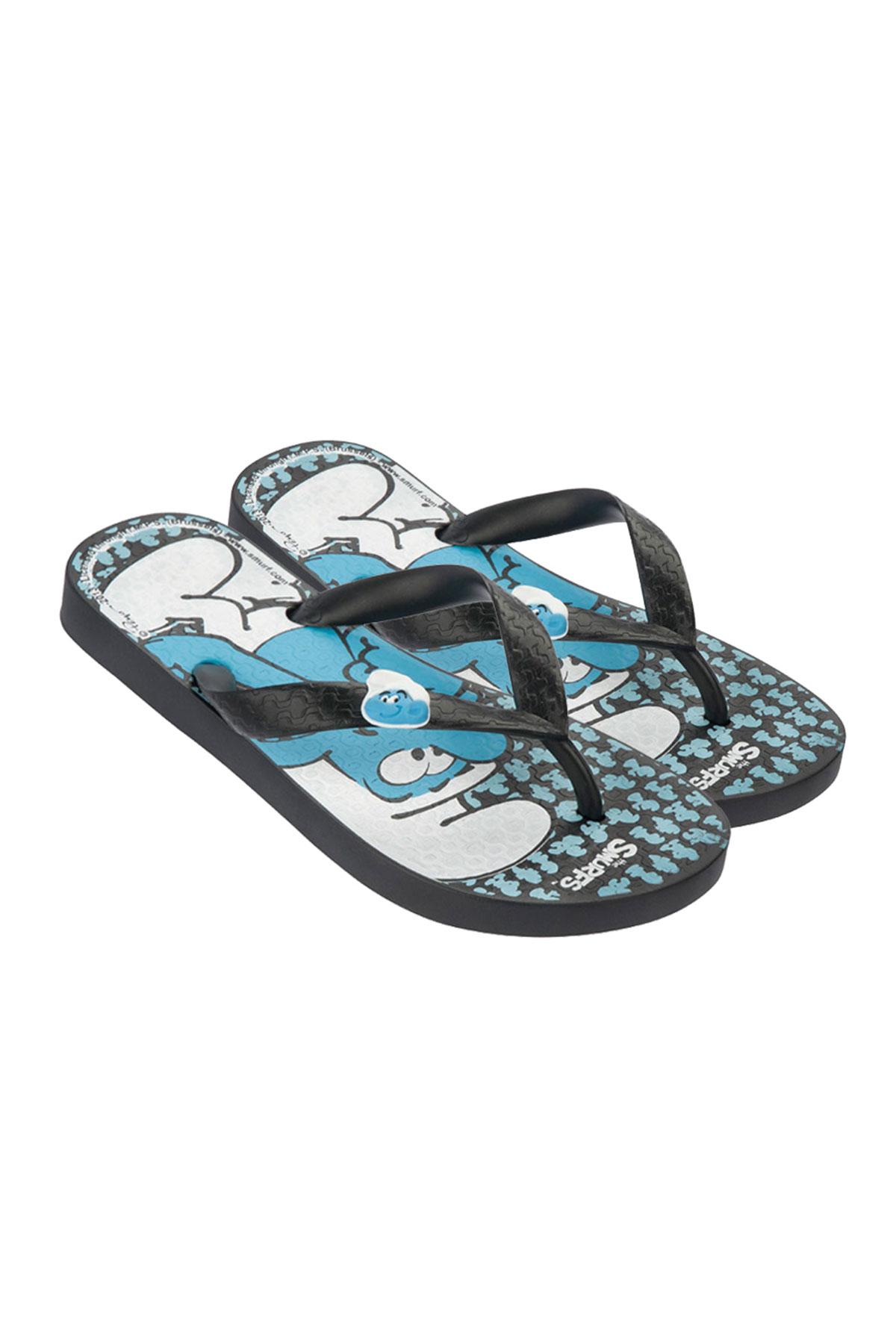 Smurfs Çocuk Parmak Arası Terlik Siyah Mavi 25/34