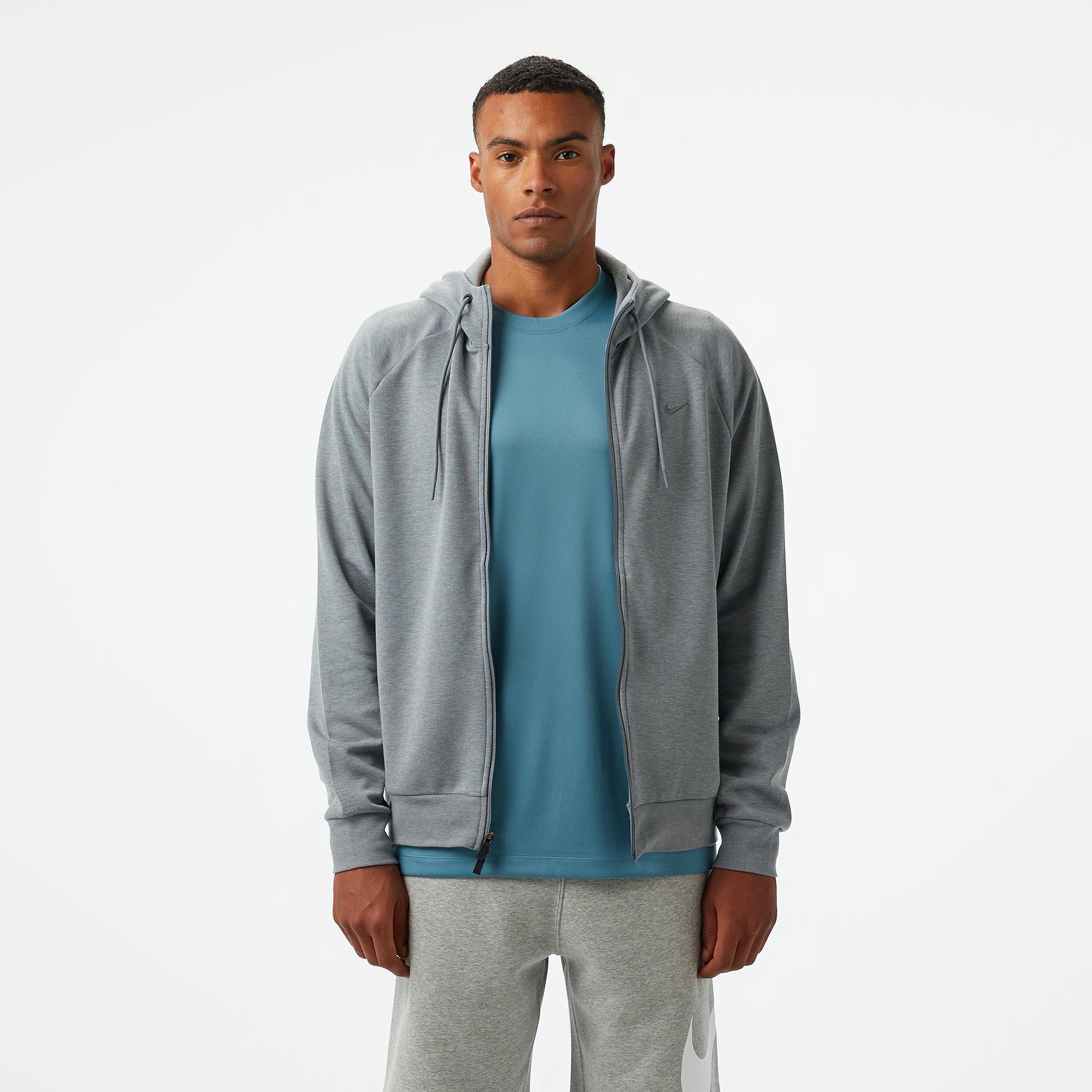 Nike Dri-Fit Primary Fleece Erkek Gri Hoodie