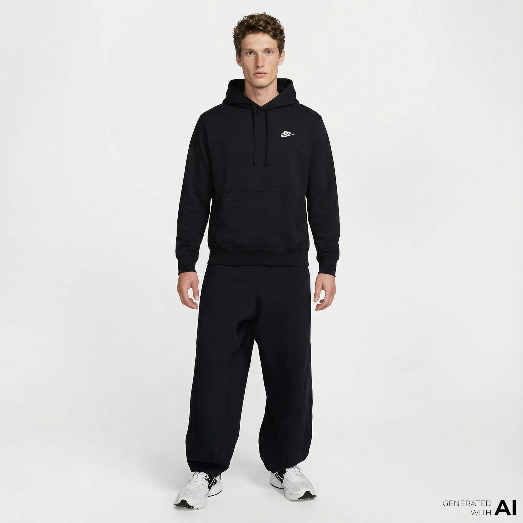 Nike Club Erkek Siyah Hoodie