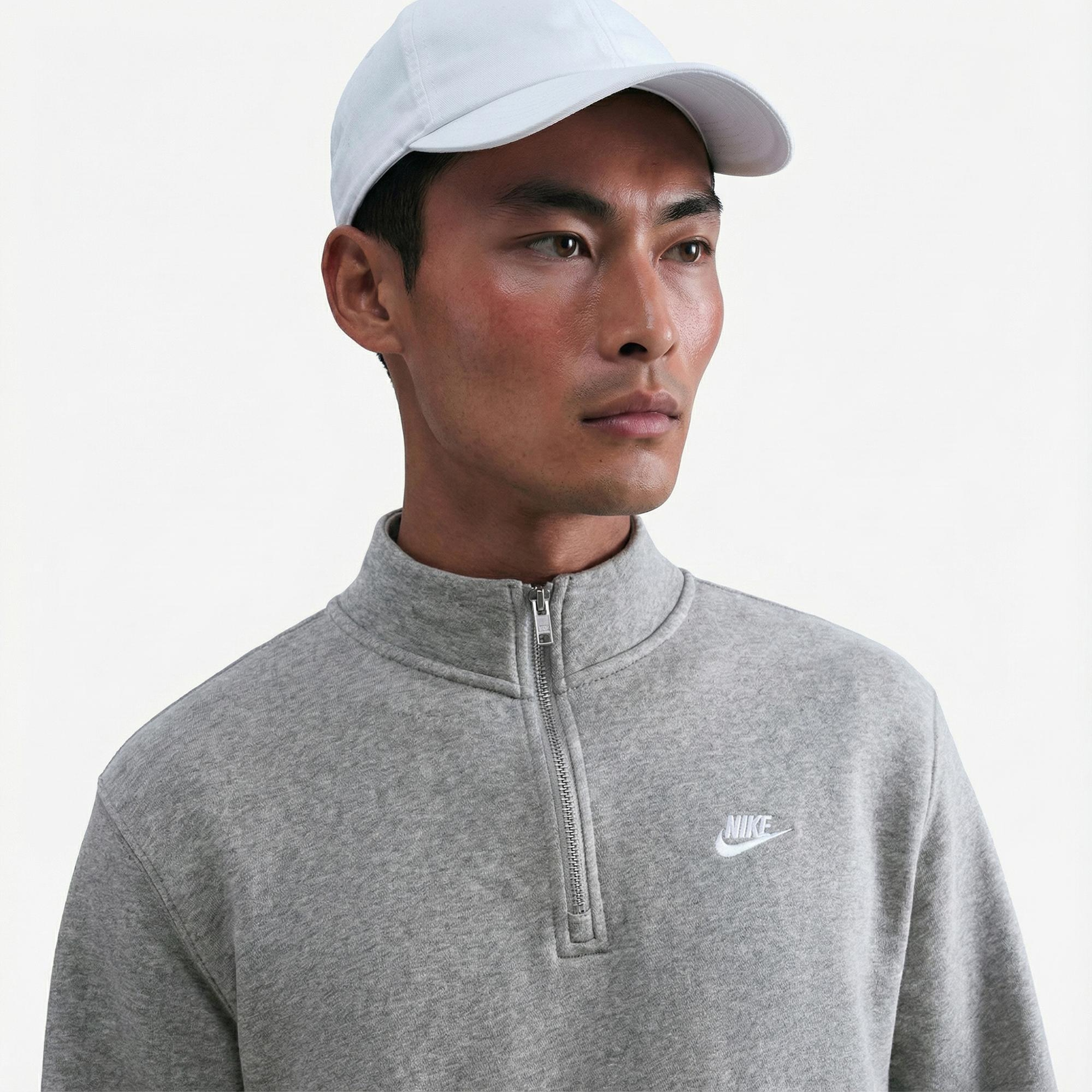 Nike Sportswear Club Fleece Top Erkek Gri Sweatshirt