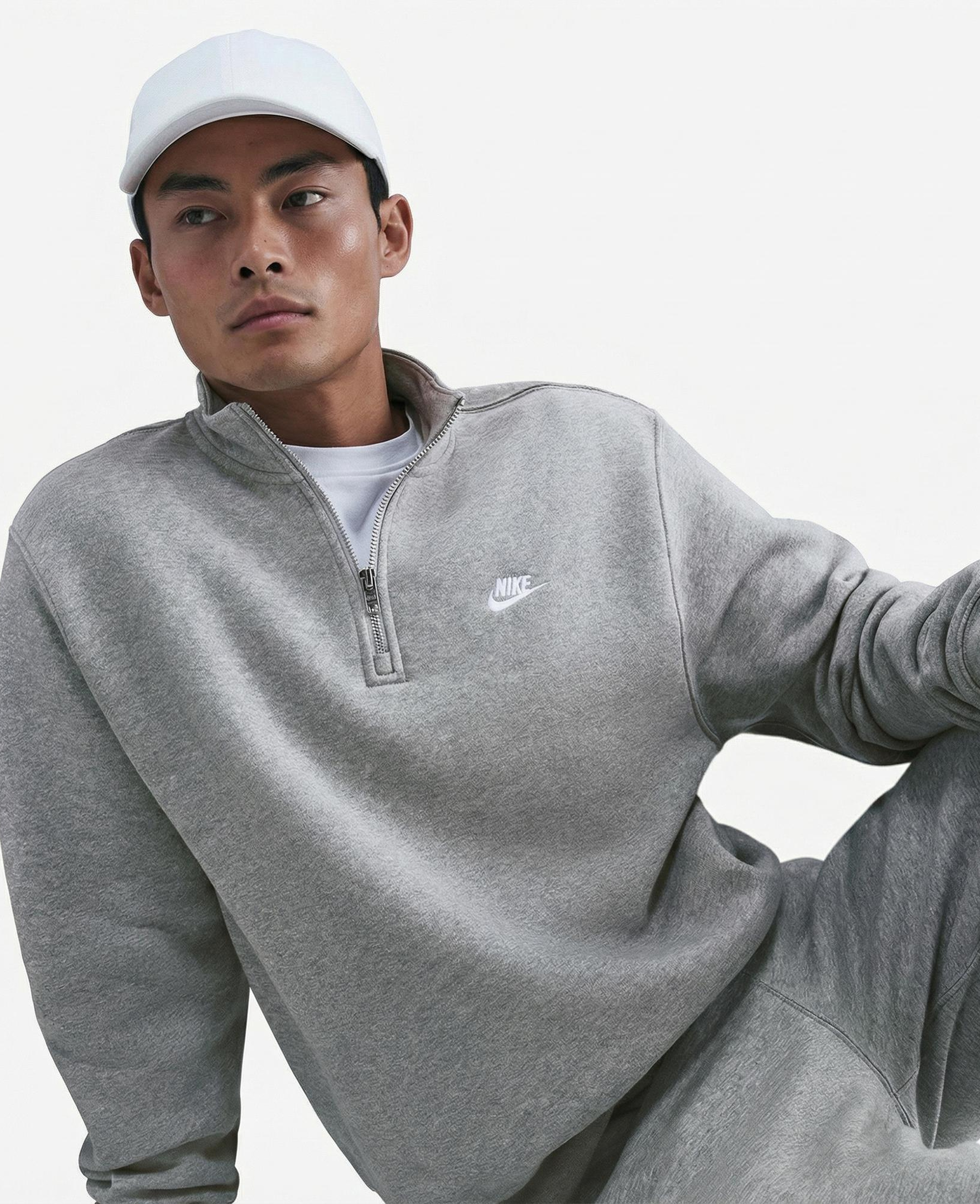 Nike Sportswear Club Fleece Top Erkek Gri Sweatshirt