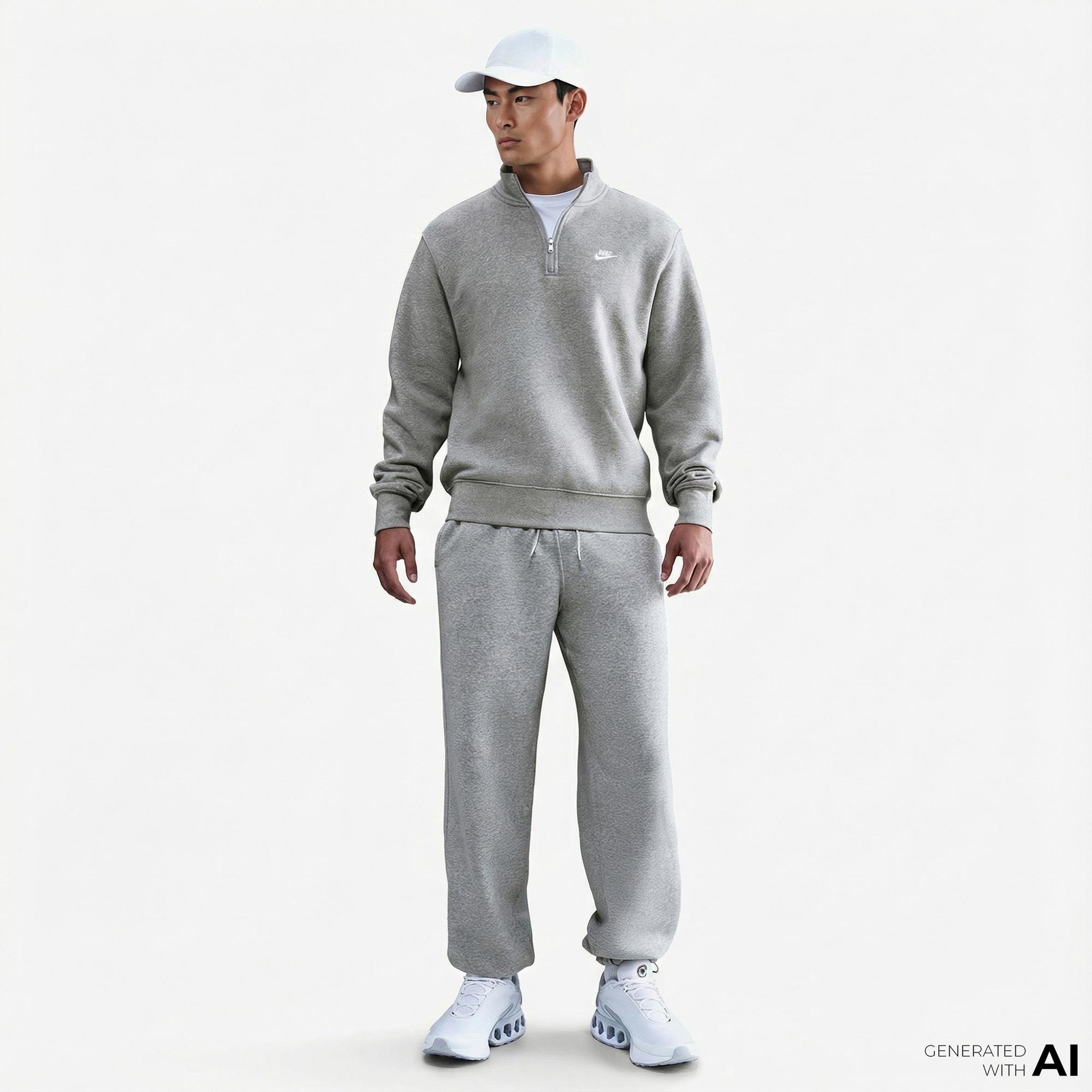 Nike Sportswear Club Fleece Top Erkek Gri Sweatshirt