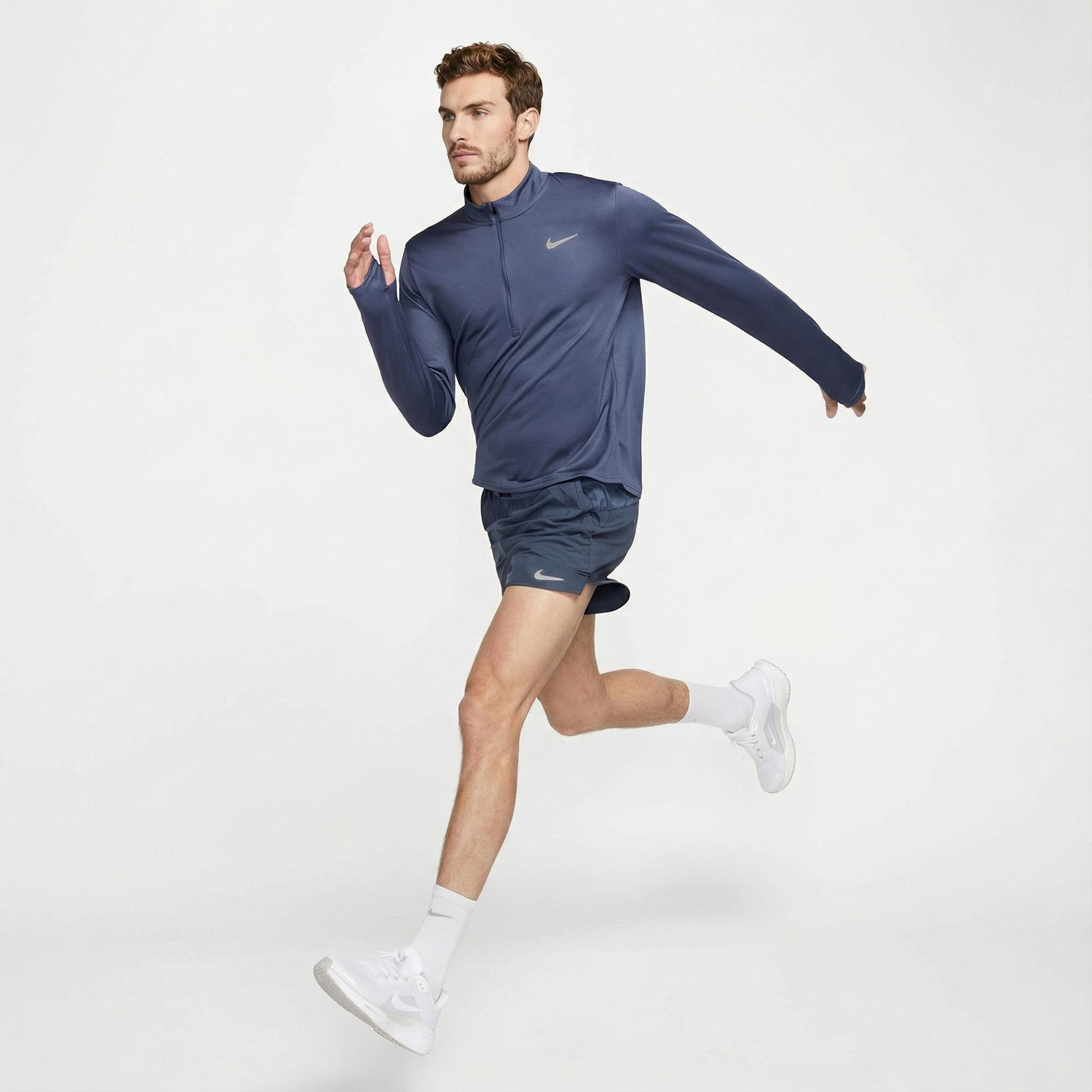 Nike Dri-Fit Pacer Erkek Mavi Uzun Kollu T-Shirt