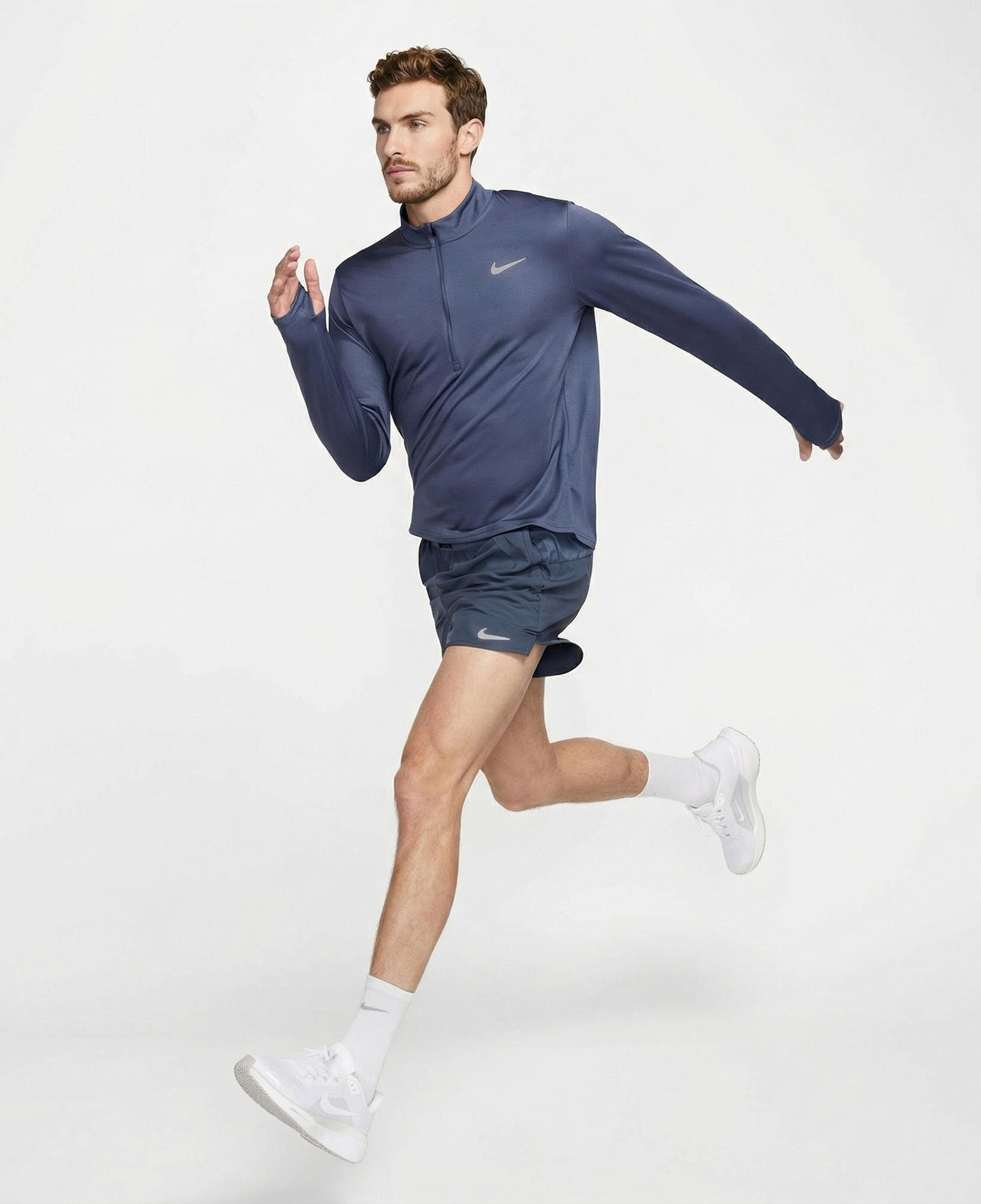 Nike Dri-Fit Pacer Erkek Mavi Uzun Kollu T-Shirt