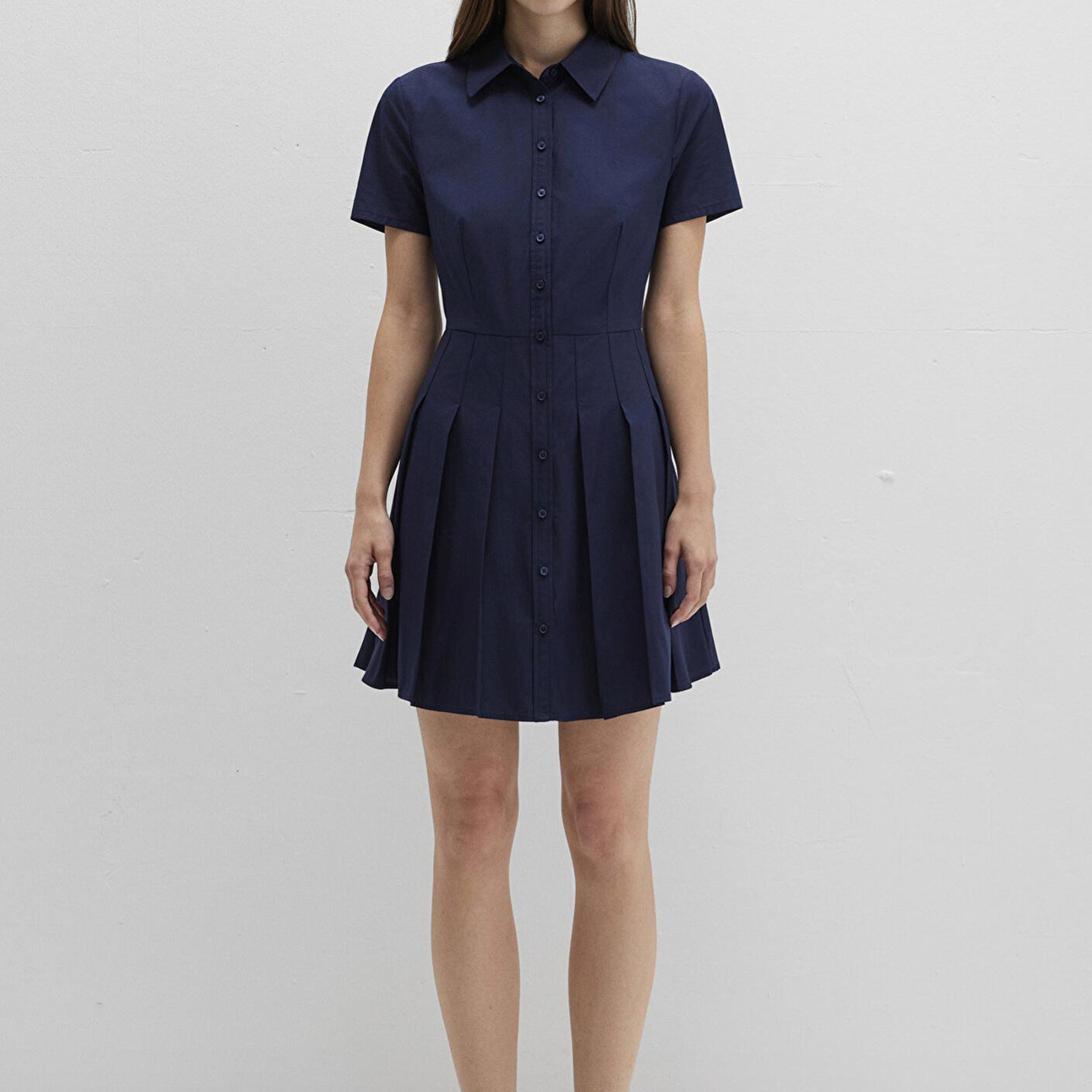 Mavi Lacivert Pileli Mini Elbise 1310762-82318