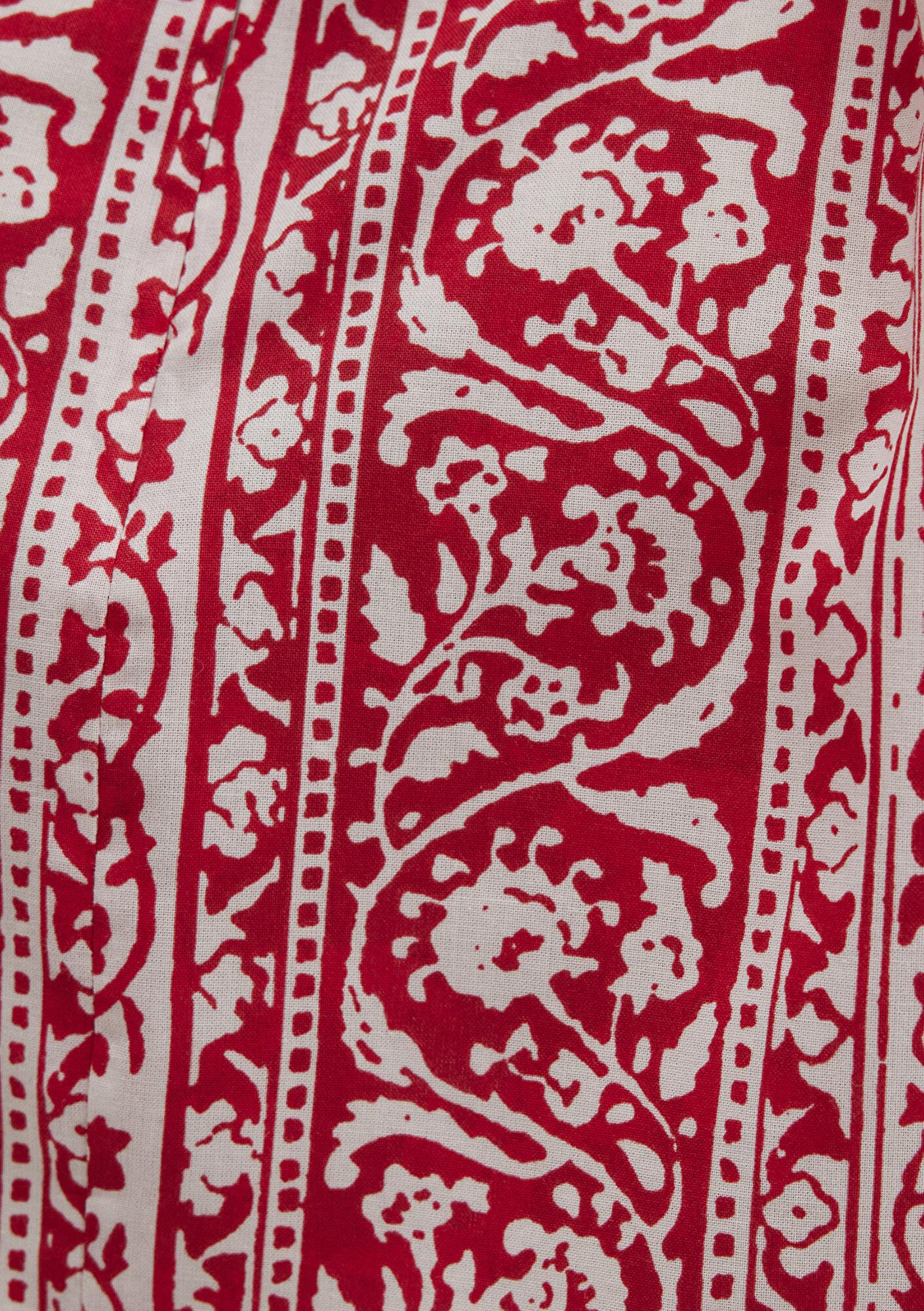 Mavi Bağlama Detaylı Baskılı Kırmızı Mini Etek 1310767-91091