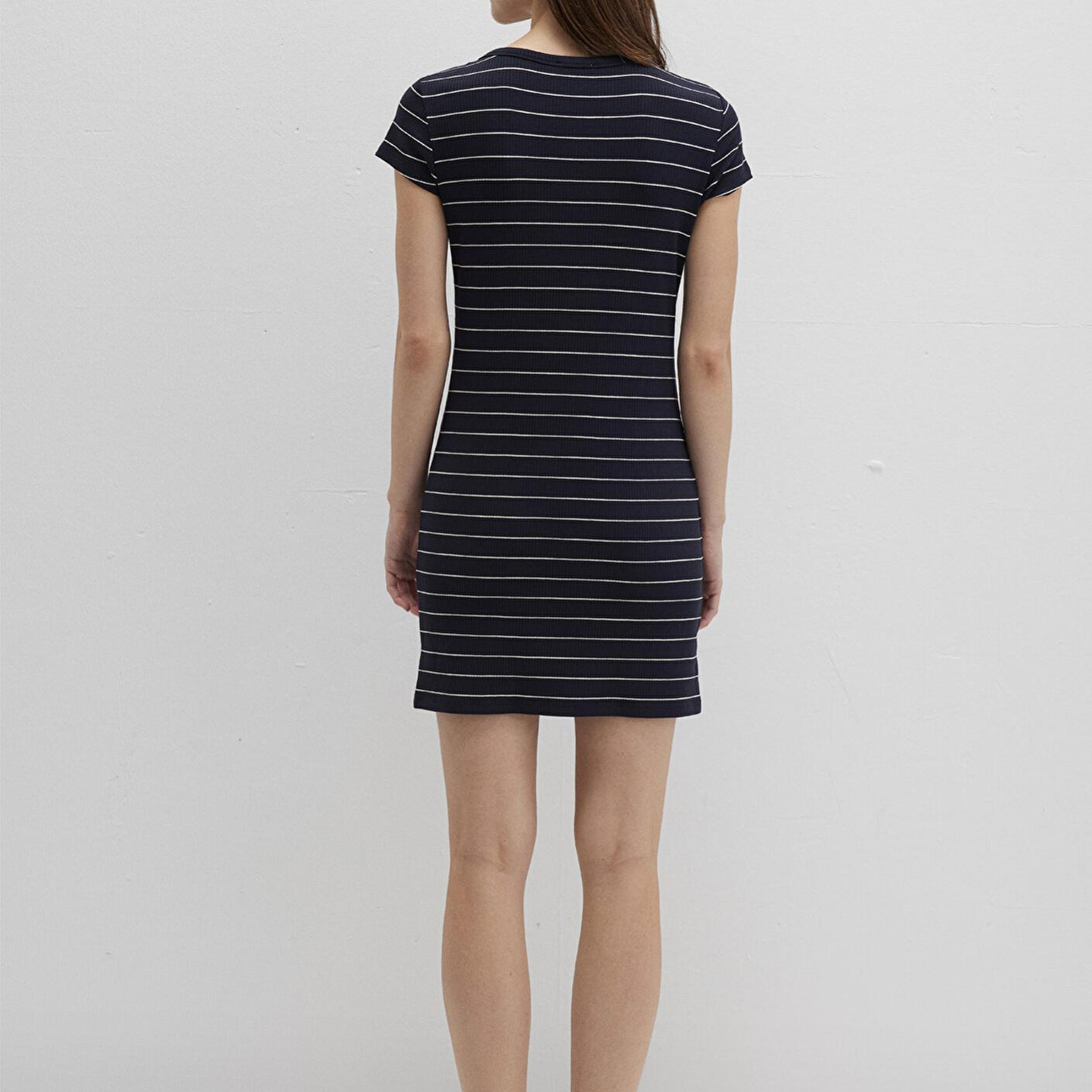 Mavi Çizgili Örme Elbise 1310774-91103