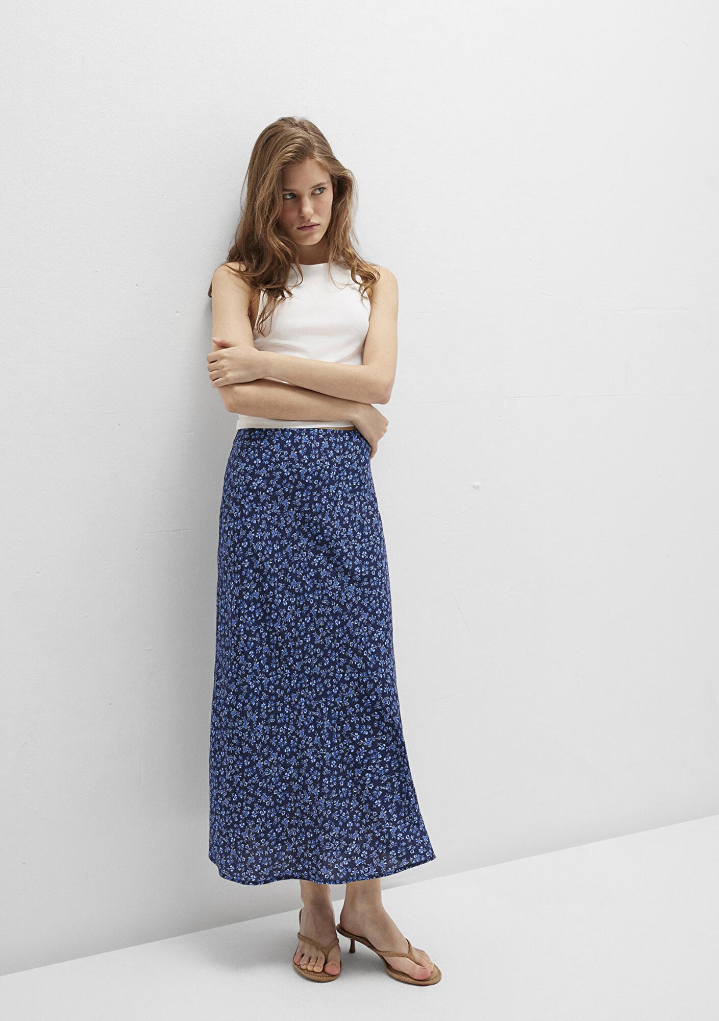 Mavi Baskılı Lacivert Midi Etek 1310583-91323