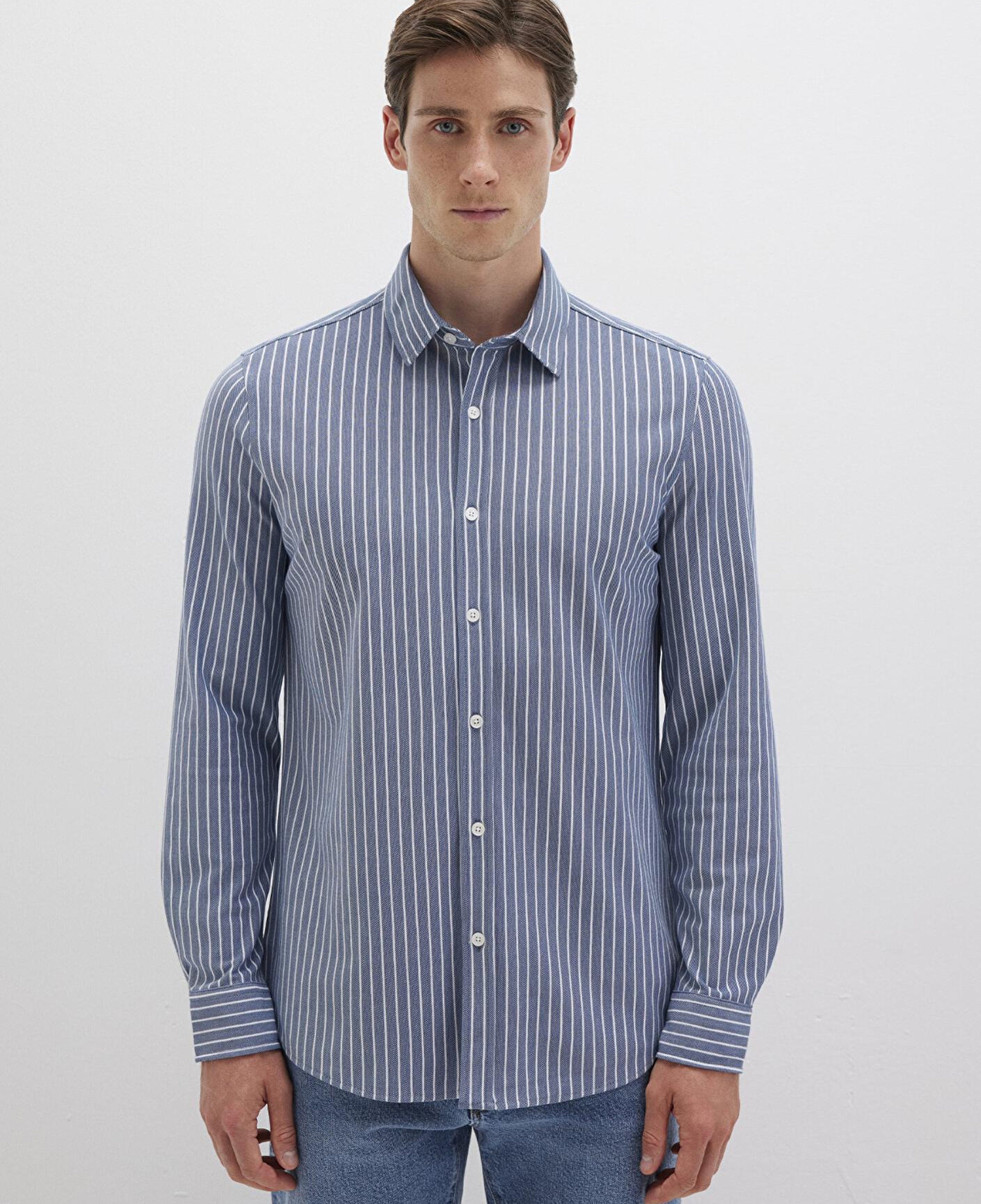 Mavi Çizgili Mavi Gömlek Slim Fit / Dar Kesim 0211404-91333