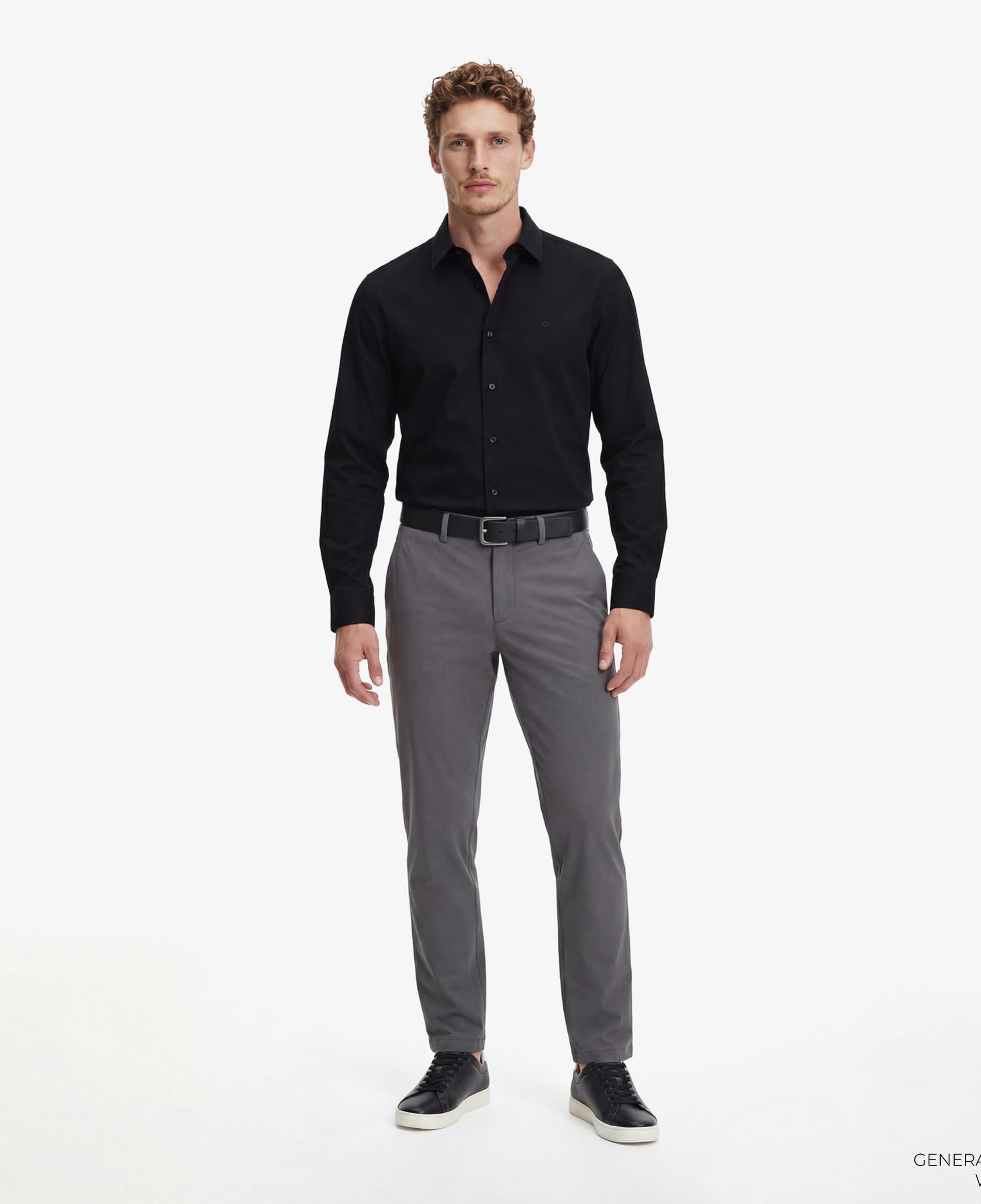 Calvin Klein Solid Stretch Classic Erkek Siyah Gömlek