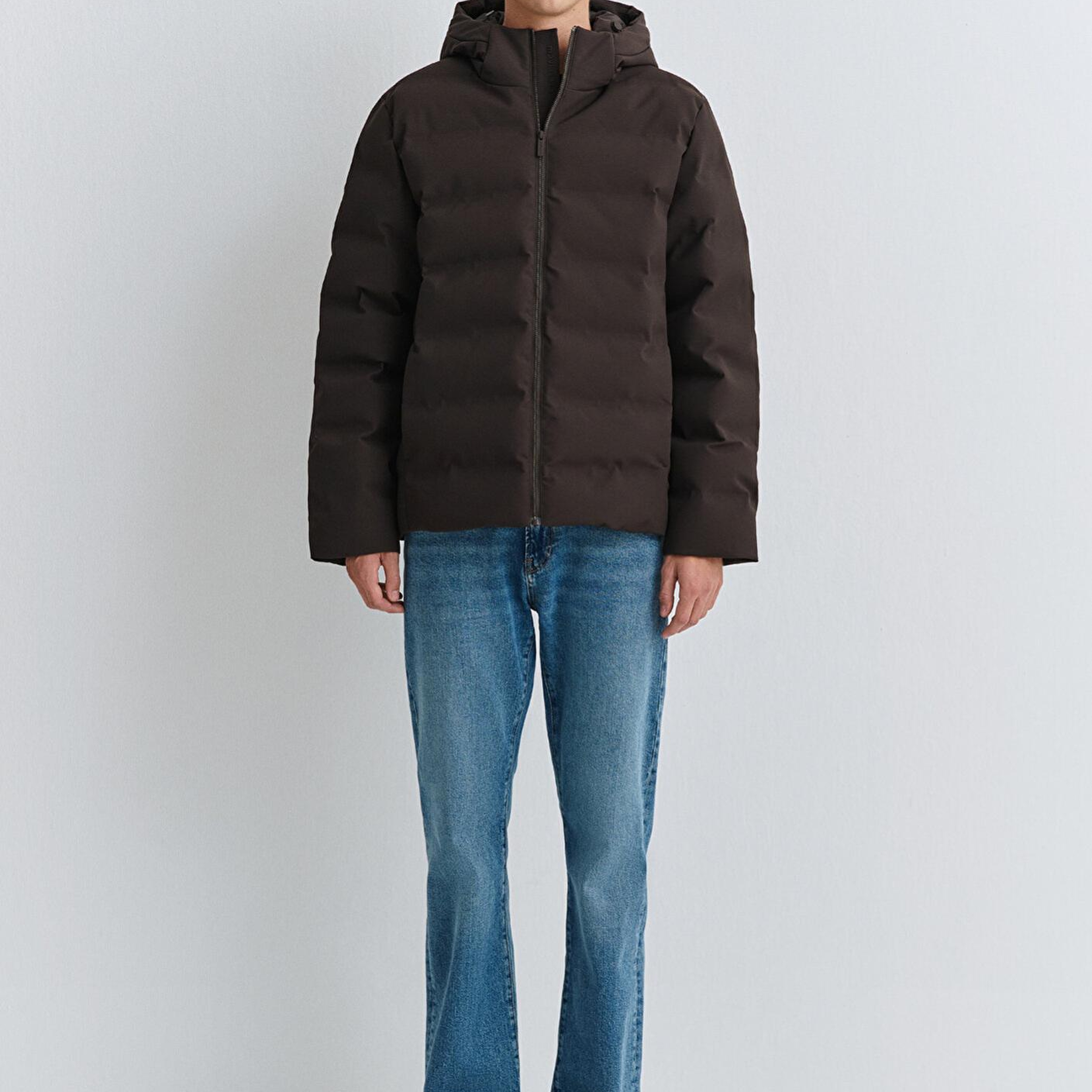 Mavi Kapüşonlu Kahverengi Şişme Mont 0110652-70219