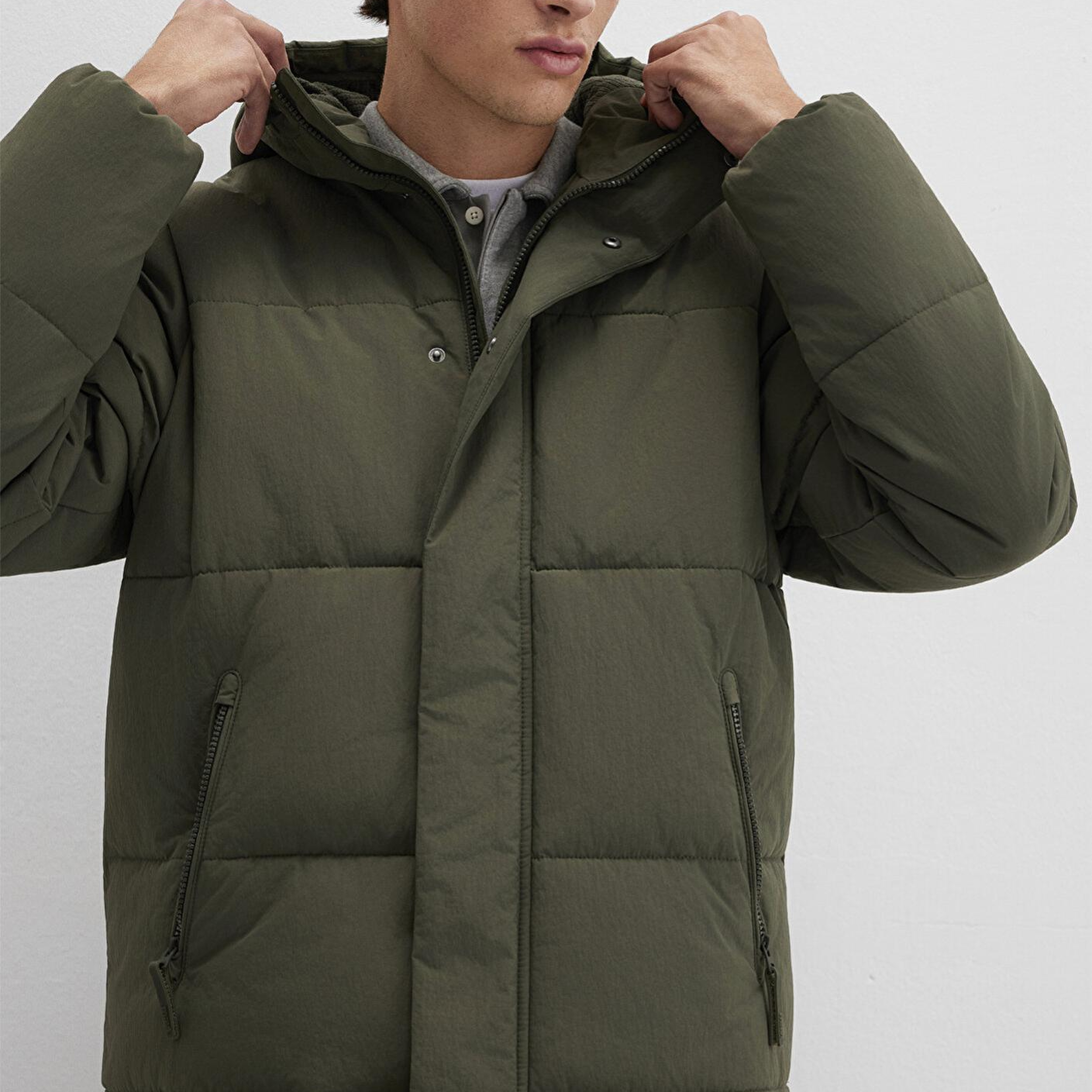 Mavi Kapüşonlu Haki Ceket Regular Fit / Normal Kesim 0110683-80714