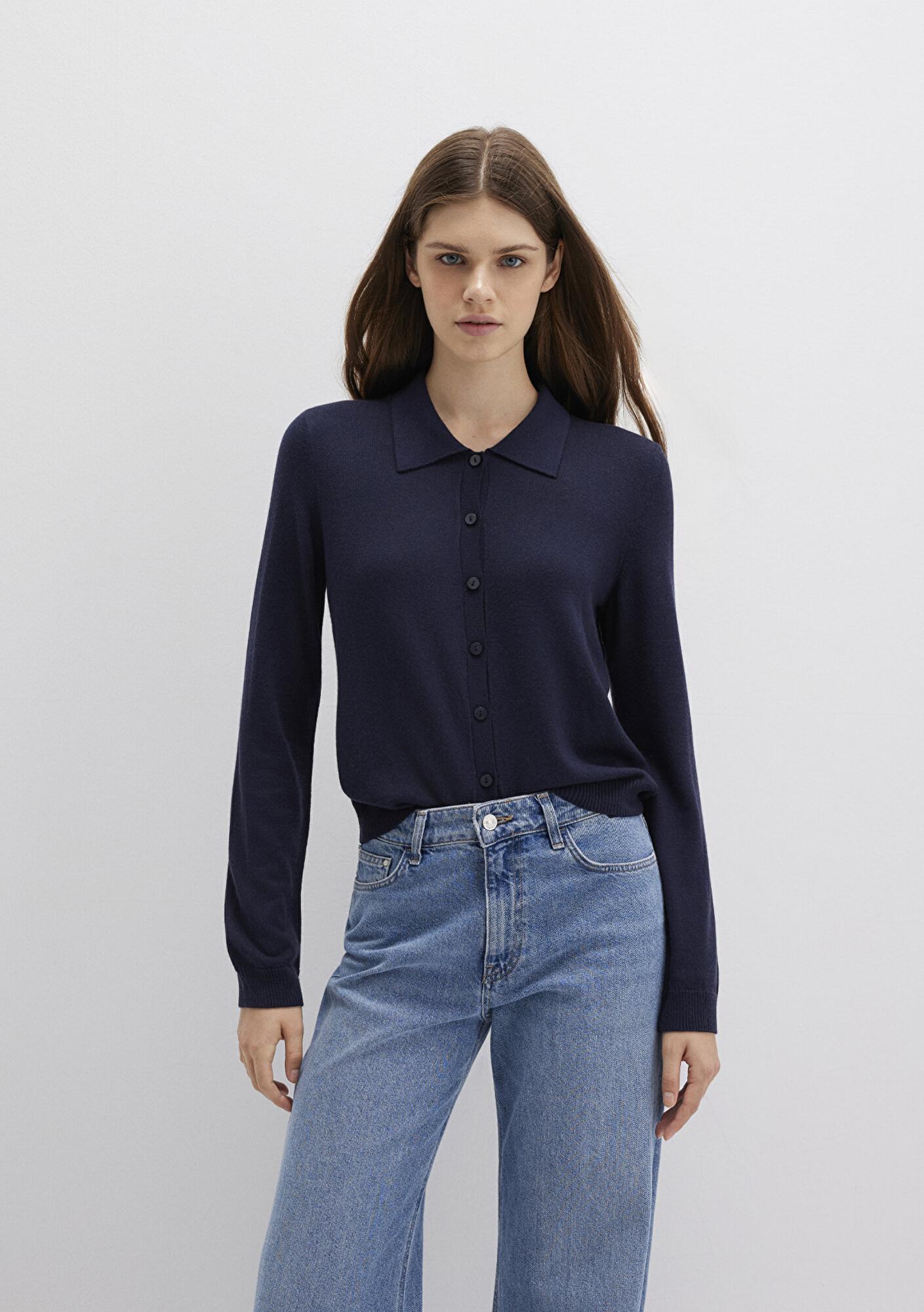 Mavi Yün Karışımlı Lacivert Triko Polo 1710700-89101