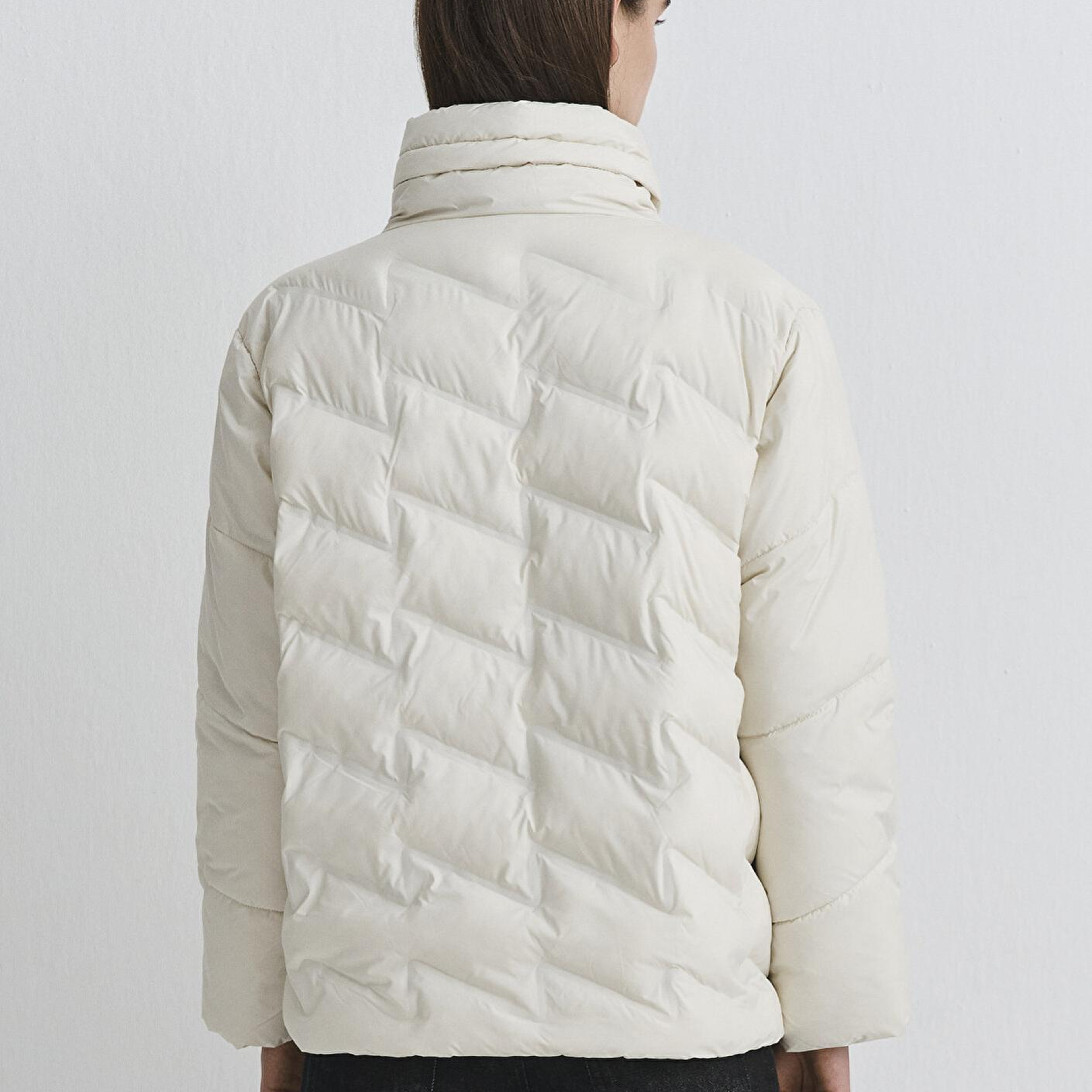 Mavi Su İtici Kapüşonlu Ekru Şişme Mont 1110714-86412