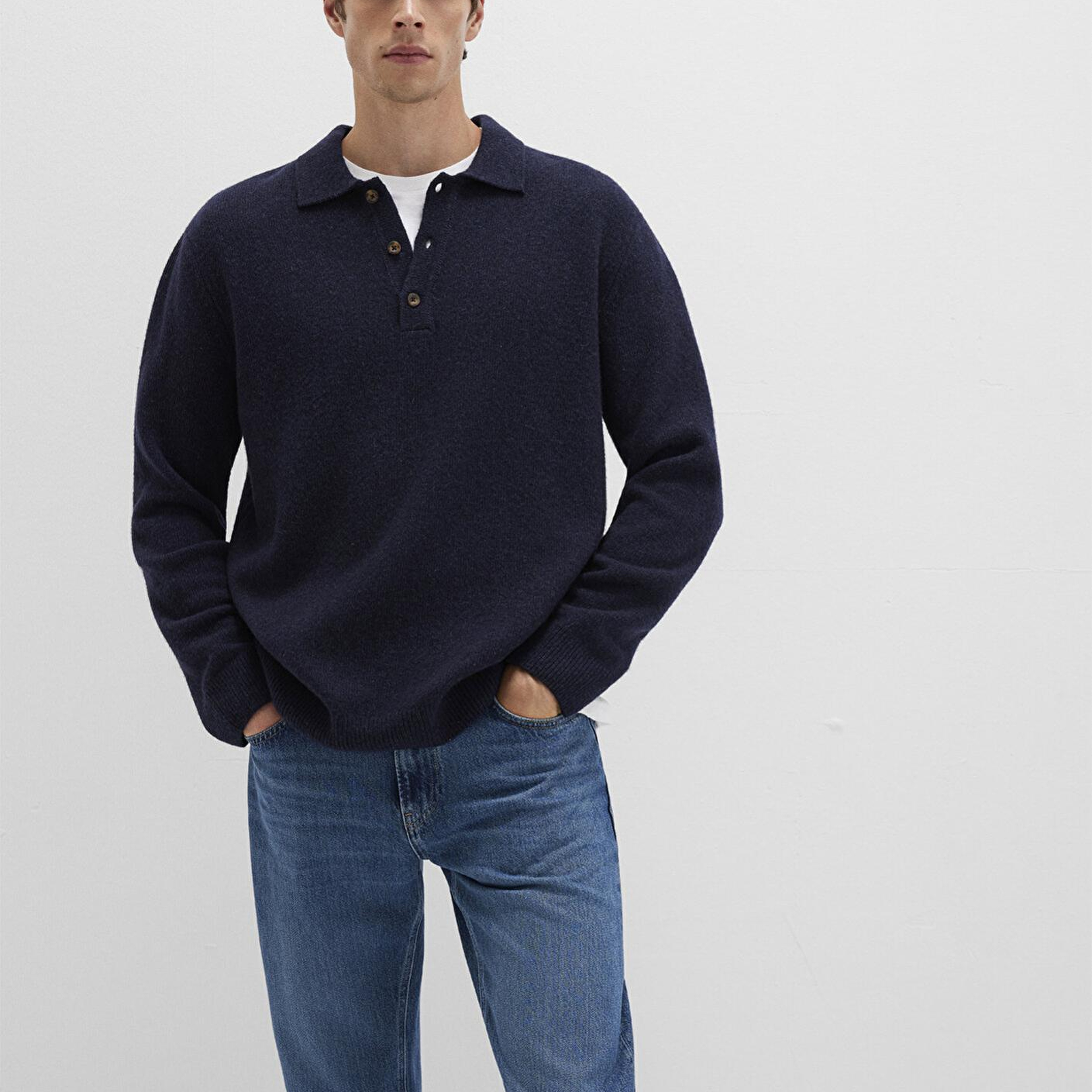 Mavi Yün Karışımlı Lacivert Triko Polo 0710255-70490