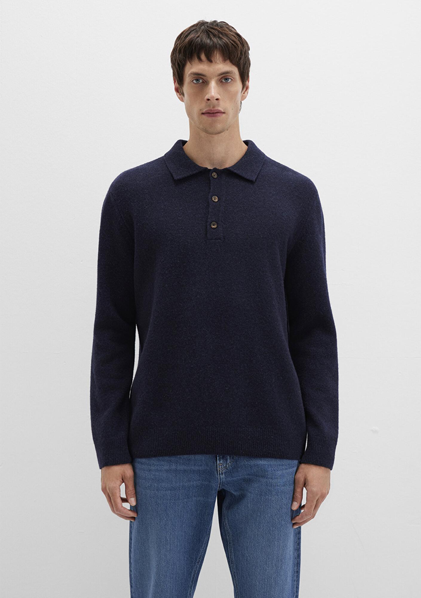 Mavi Yün Karışımlı Lacivert Triko Polo 0710255-70490